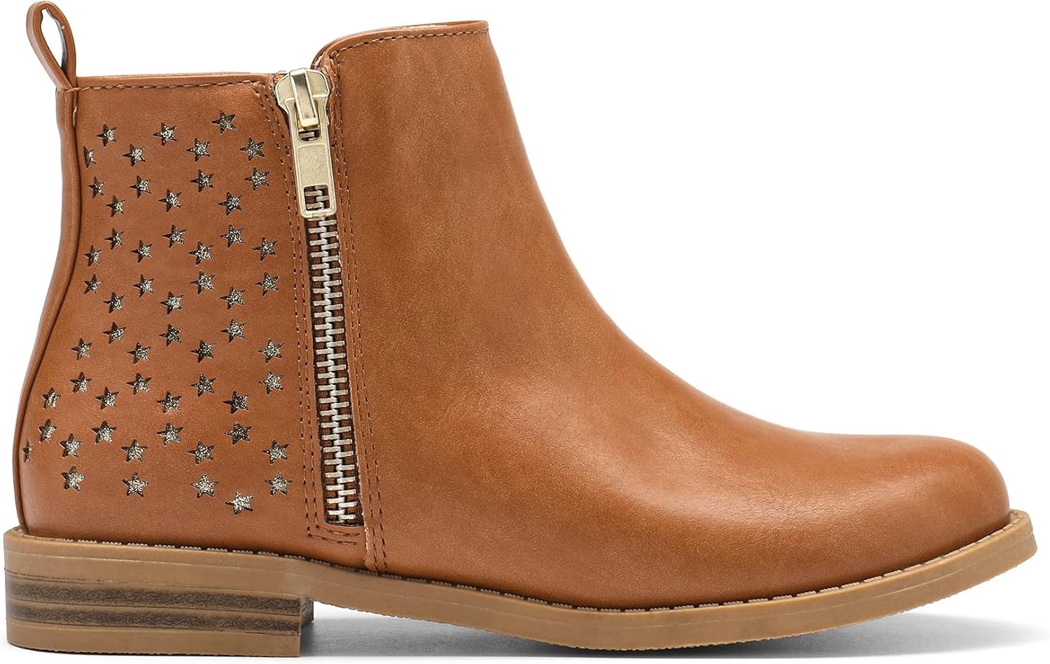 image:imageDREAM PAIRS Girls Glitter Star Ankle Boots Glitter stars add sparkle to every step Side zipper and pull tab Soft lining low heel TPR outsole for steady stepsTanPu