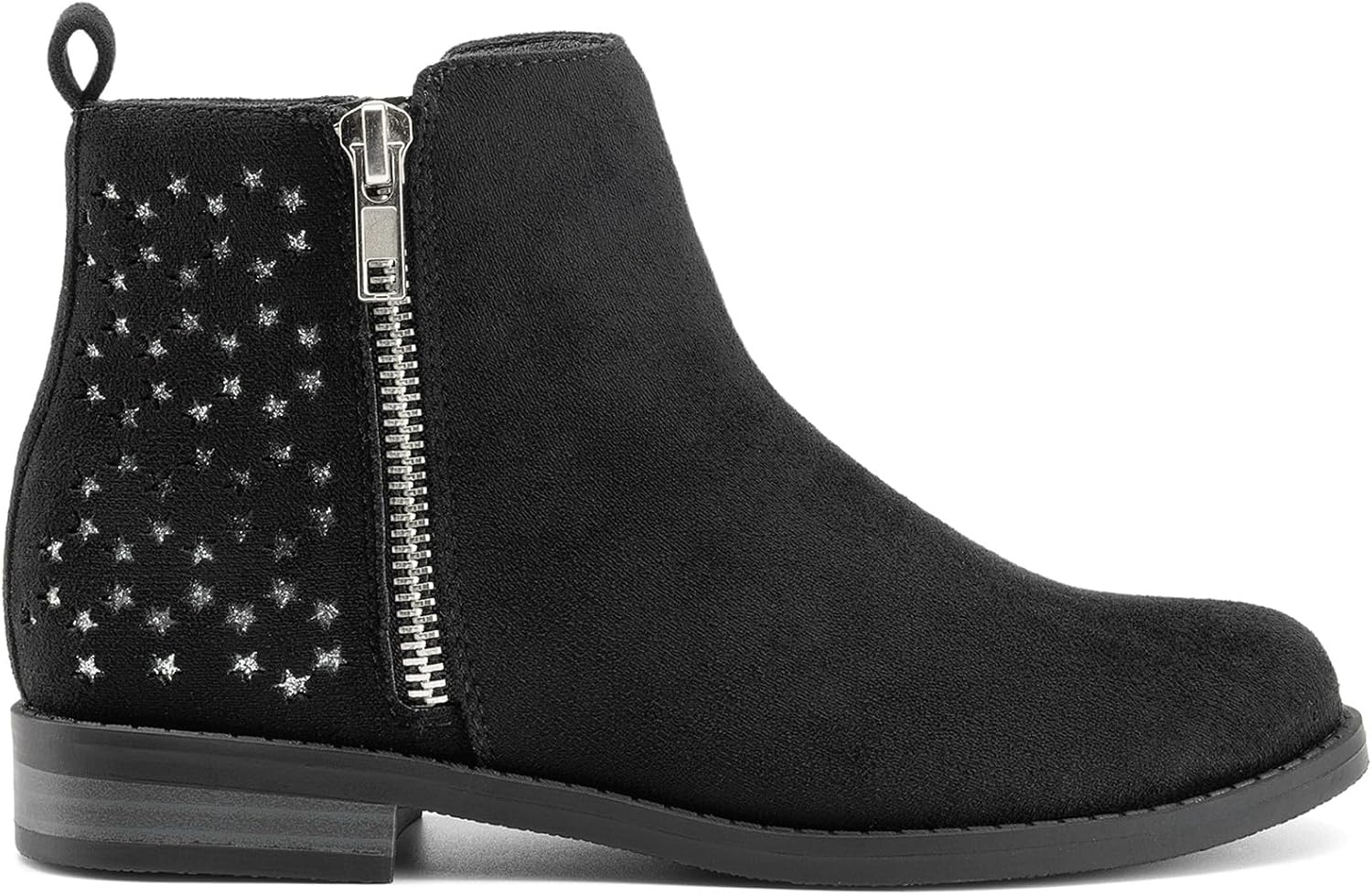 image:imageDREAM PAIRS Girls Glitter Star Ankle Boots Glitter stars add sparkle to every step Side zipper and pull tab Soft lining low heel TPR outsole for steady stepsBlack