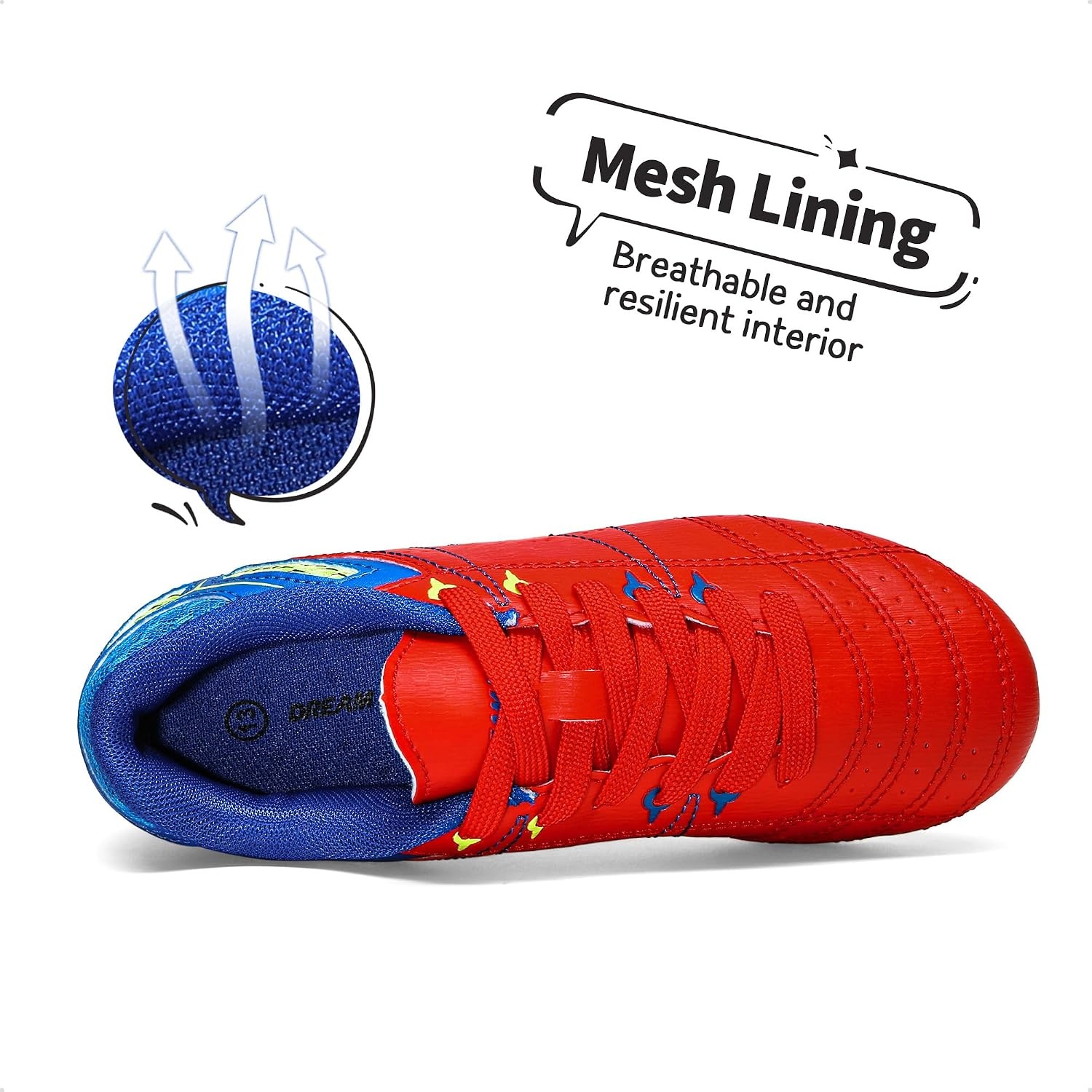image:imageDREAM PAIRS UnisexChild Soccer Cleats Athletic soccer and football cleats for outdoor sport practice training sessions and active playRedRoyalLemonGreen
