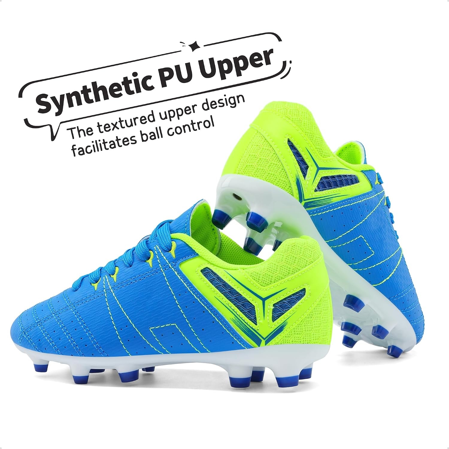 image:imageDREAM PAIRS UnisexChild Soccer Cleats Athletic soccer and football cleats for outdoor sport practice training sessions and active playRoyalLemonGreen
