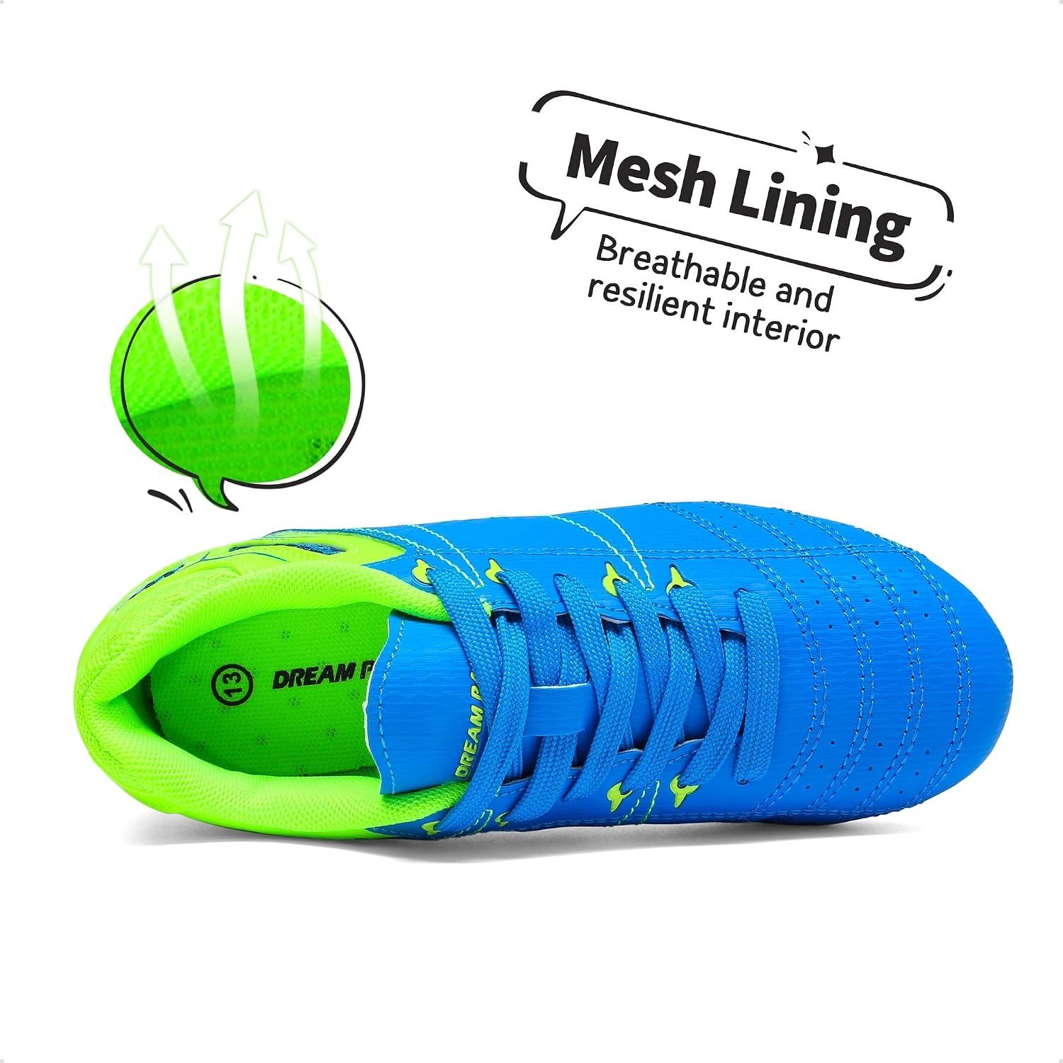 image:imageDREAM PAIRS UnisexChild Soccer Cleats Athletic soccer and football cleats for outdoor sport practice training sessions and active playRoyalLemonGreen