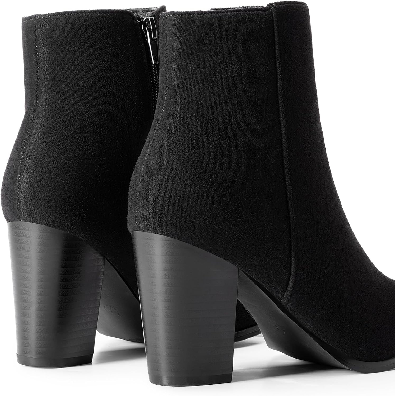 image:imageDREAM PAIRS Womens Ankle Boots Chunky Block Heel Booties Pointed Toe 3inch Block Heel Dress Booties Vintage Fashion Short Boots for Office Work Daily OccasionsBlackSuede