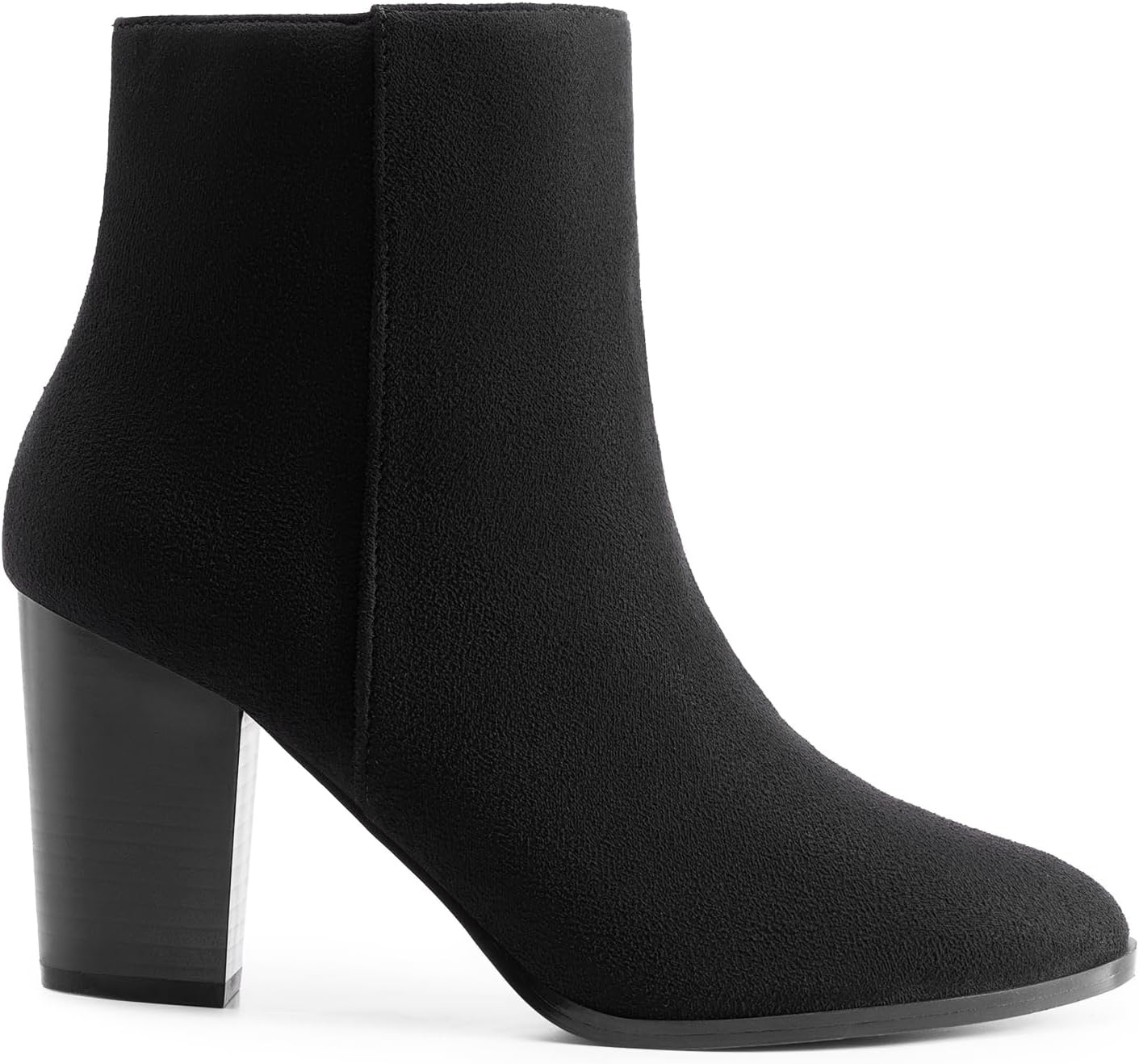 image:imageDREAM PAIRS Womens Ankle Boots Chunky Block Heel Booties Pointed Toe 3inch Block Heel Dress Booties Vintage Fashion Short Boots for Office Work Daily OccasionsBlackSuede