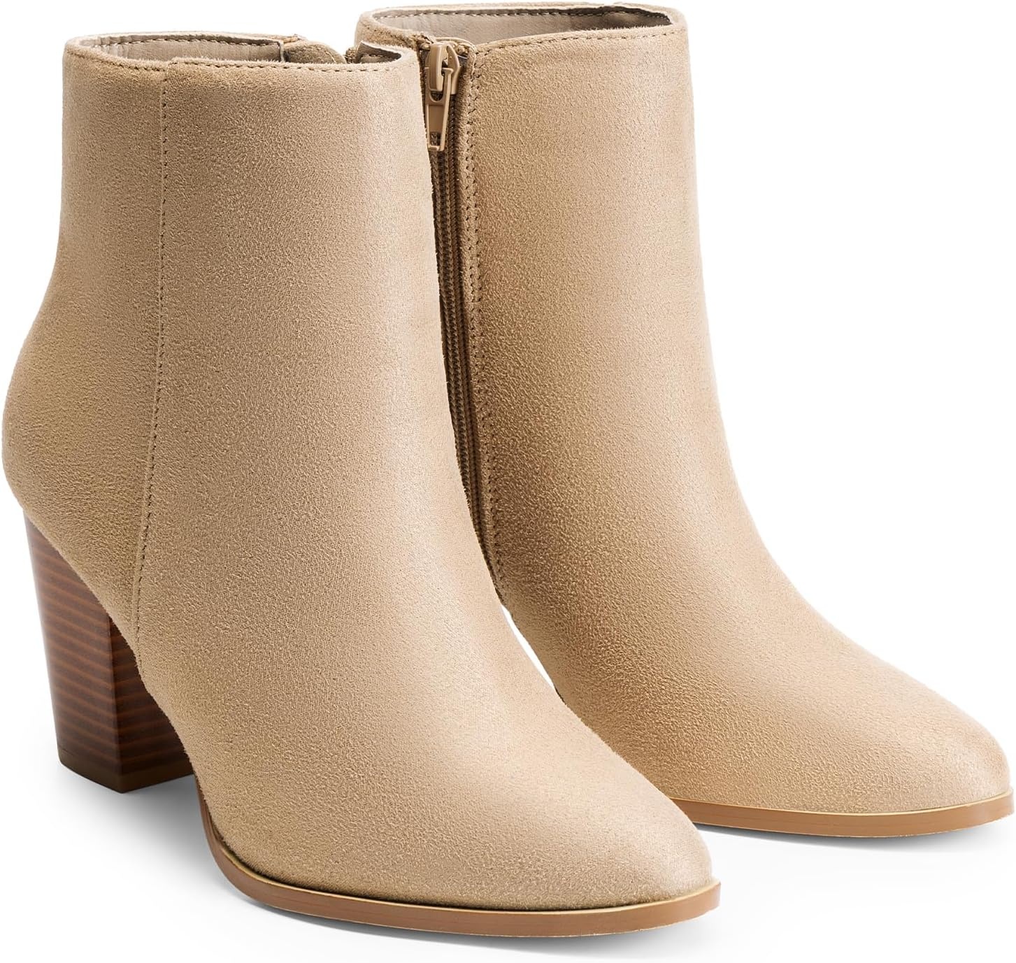 image:imageDREAM PAIRS Womens Ankle Boots Chunky Block Heel Booties Pointed Toe 3inch Block Heel Dress Booties Vintage Fashion Short Boots for Office Work Daily OccasionsSandSuede