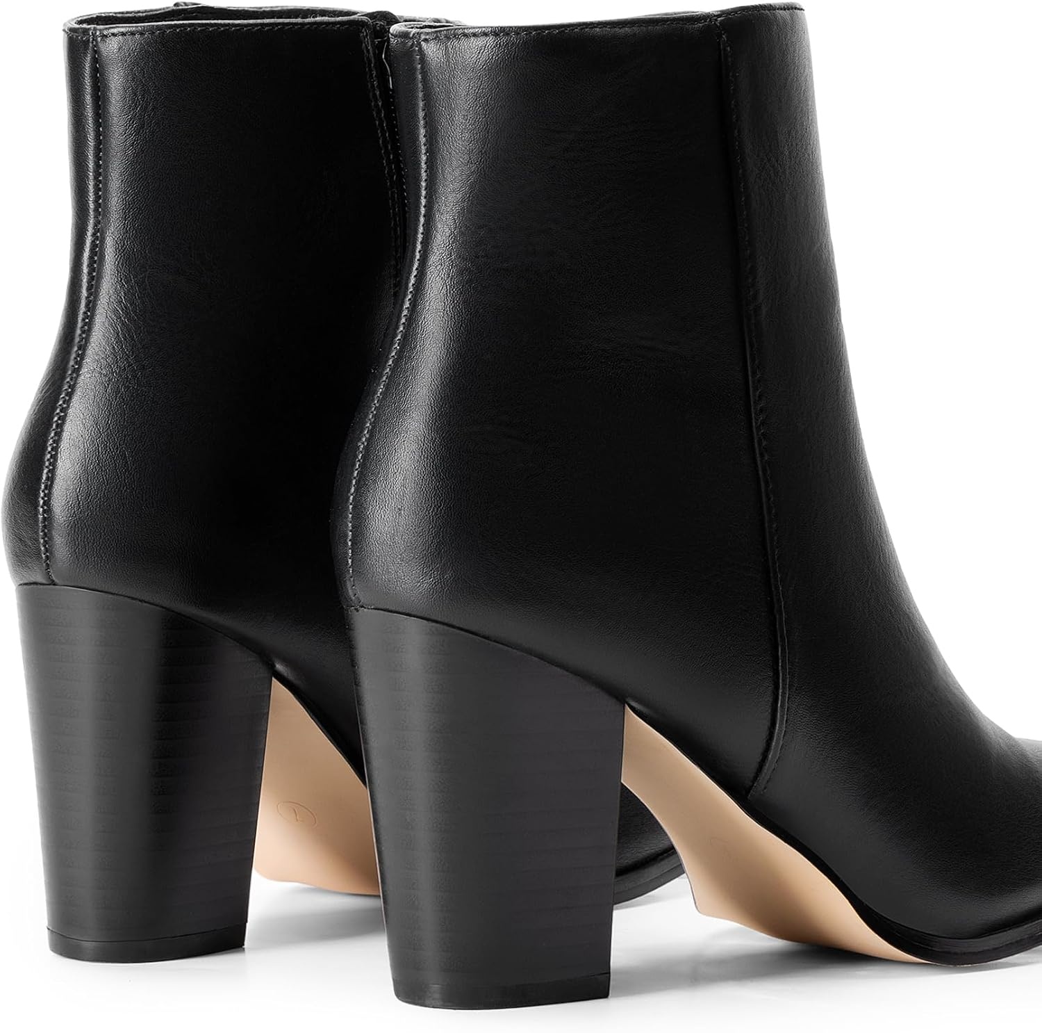 image:imageDREAM PAIRS Womens Ankle Boots Chunky Block Heel Booties Pointed Toe 3inch Block Heel Dress Booties Vintage Fashion Short Boots for Office Work Daily OccasionsBlackPu