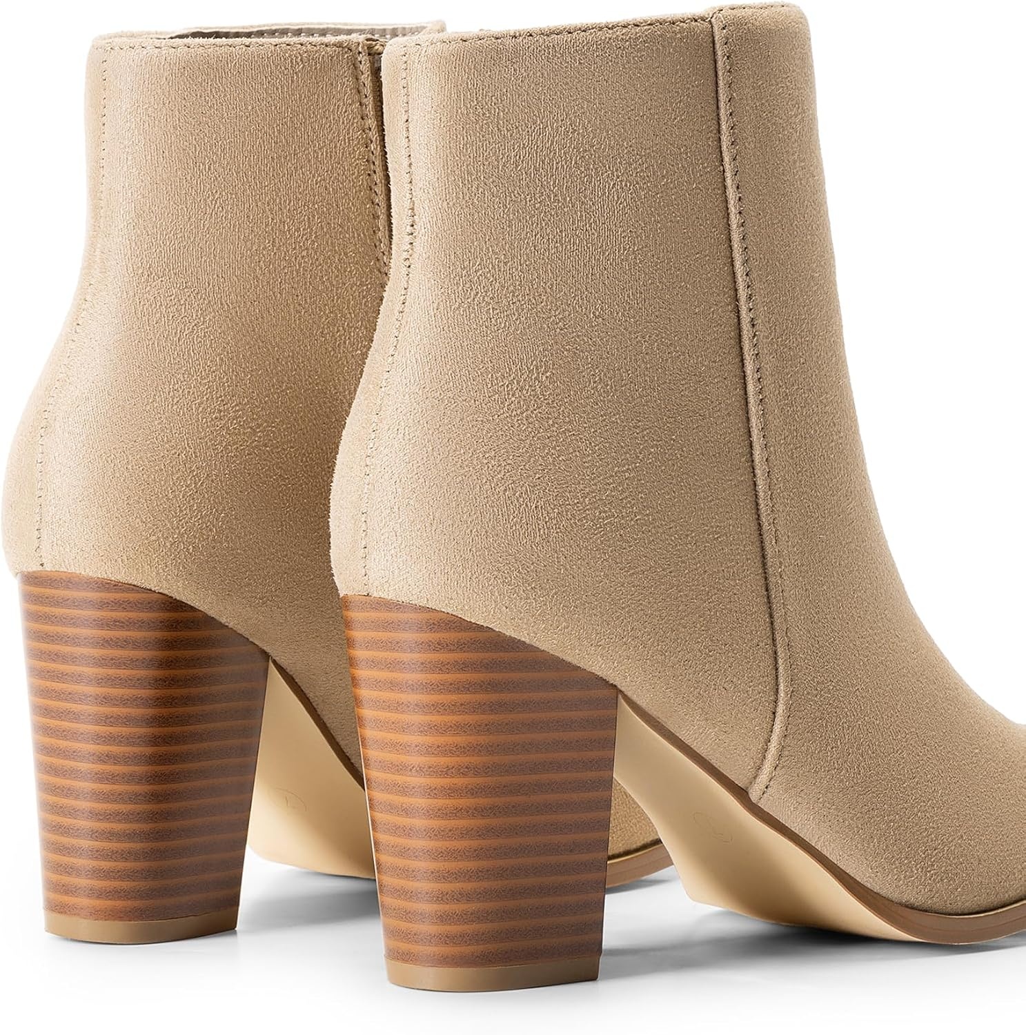 image:imageDREAM PAIRS Womens Ankle Boots Chunky Block Heel Booties Pointed Toe 3inch Block Heel Dress Booties Vintage Fashion Short Boots for Office Work Daily OccasionsSandSuede