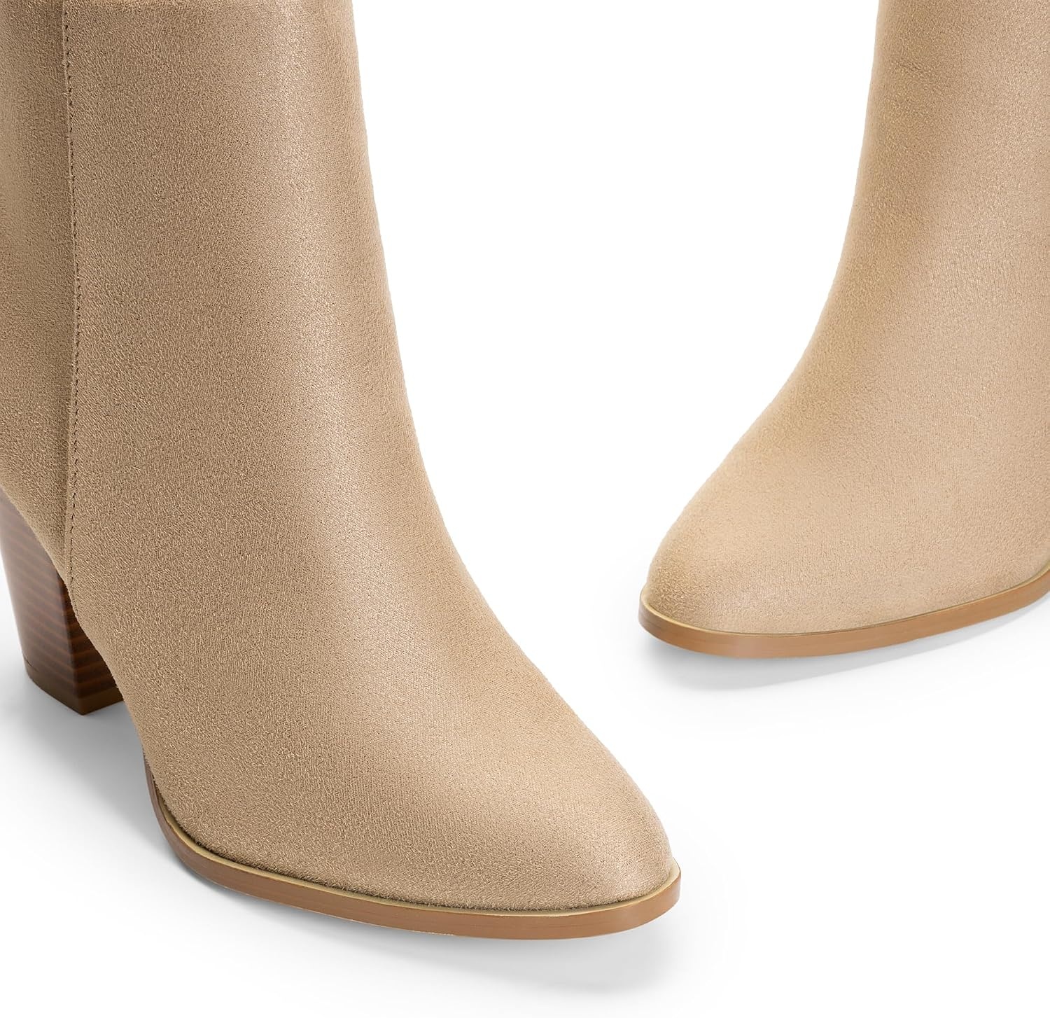 image:imageDREAM PAIRS Womens Ankle Boots Chunky Block Heel Booties Pointed Toe 3inch Block Heel Dress Booties Vintage Fashion Short Boots for Office Work Daily OccasionsSandSuede