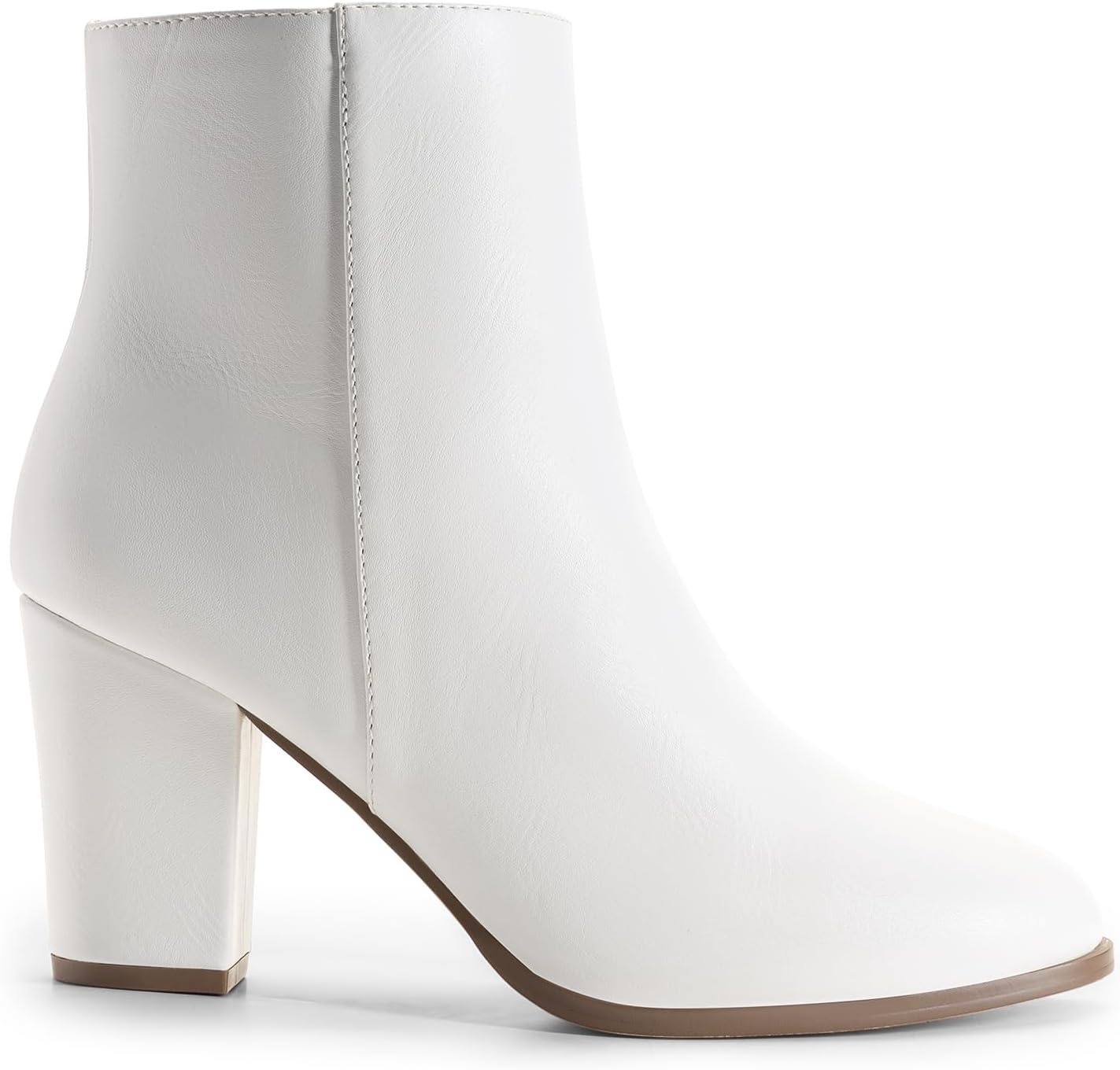 image:imageDREAM PAIRS Womens Ankle Boots Chunky Block Heel Booties Pointed Toe 3inch Block Heel Dress Booties Vintage Fashion Short Boots for Office Work Daily OccasionsWhitepu