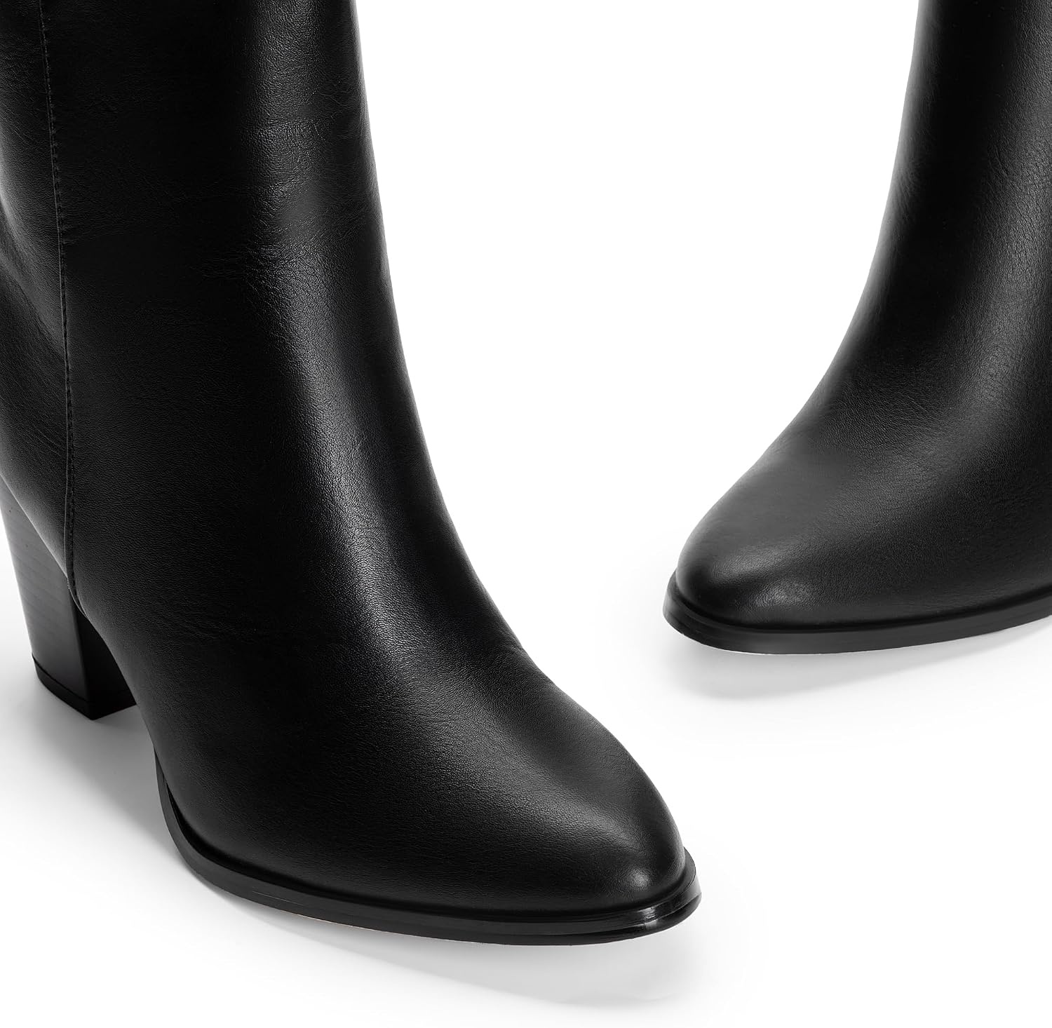image:imageDREAM PAIRS Womens Ankle Boots Chunky Block Heel Booties Pointed Toe 3inch Block Heel Dress Booties Vintage Fashion Short Boots for Office Work Daily OccasionsBlackPu