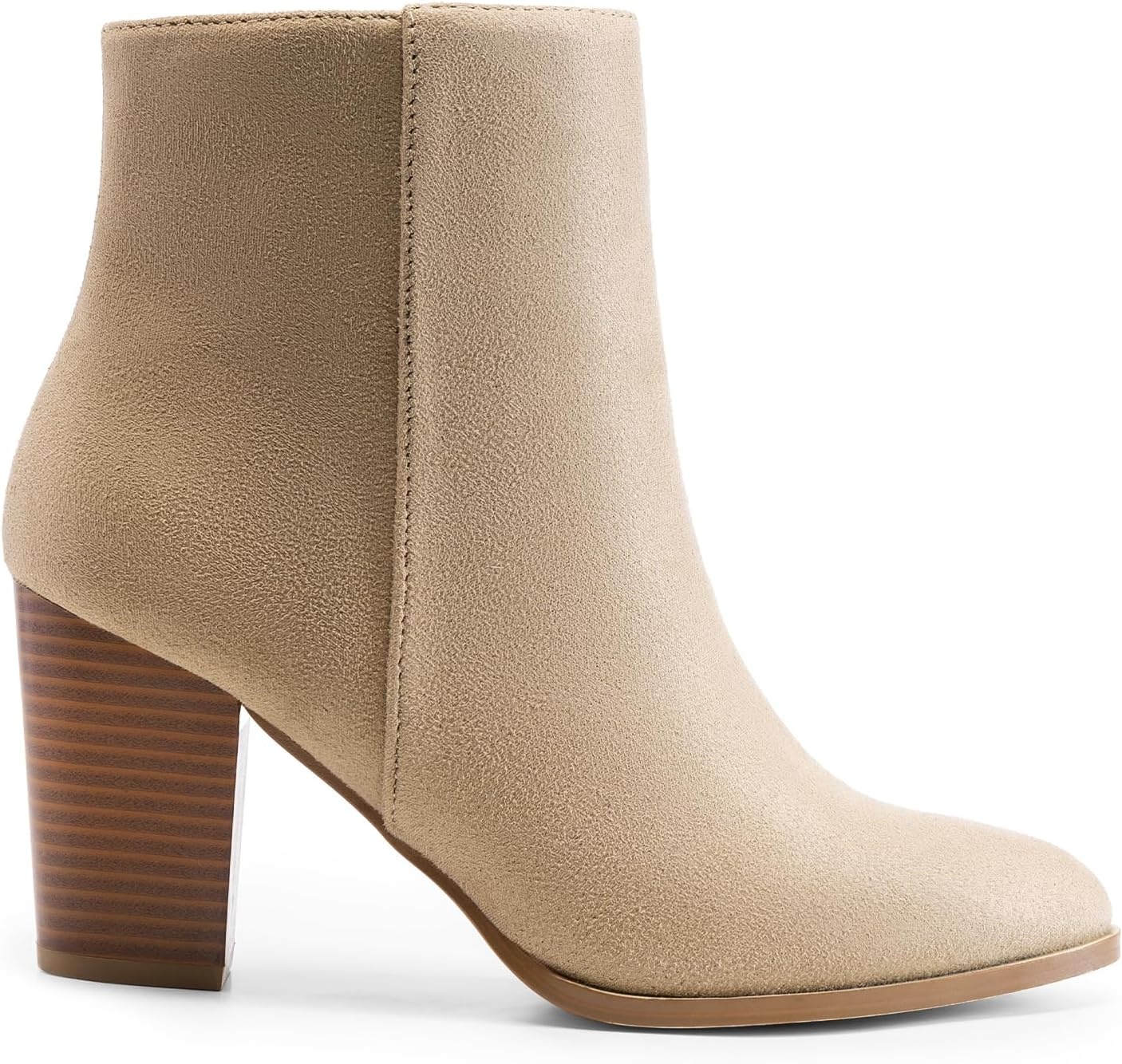 image:imageDREAM PAIRS Womens Ankle Boots Chunky Block Heel Booties Pointed Toe 3inch Block Heel Dress Booties Vintage Fashion Short Boots for Office Work Daily OccasionsSandSuede
