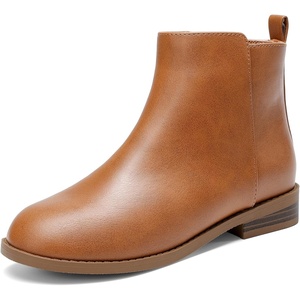 DREAM PAIRS Girls Glitter Star Ankle Boots | Glitter stars add sparkle to every step. Side zipper and pull tab. Soft lining, low heel. TPR outsole for steady steps.(Tan)