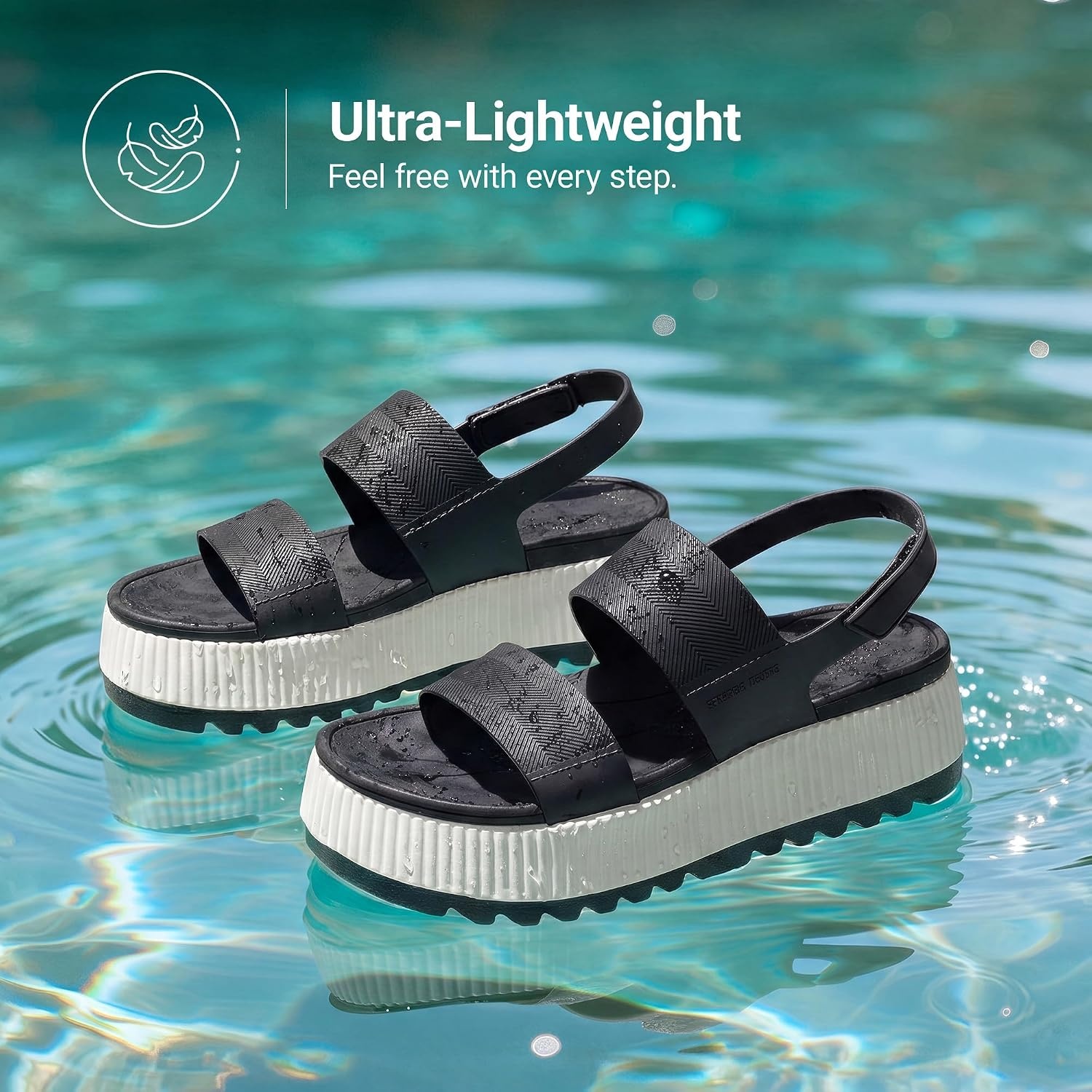 image:imageDREAM PAIRS Waterproof Lightweight Platform Sandals 169 travelfriendly platform sandals with archsupport footbed easy clean waterready TPU upper nonslip outsoleBlackWhite