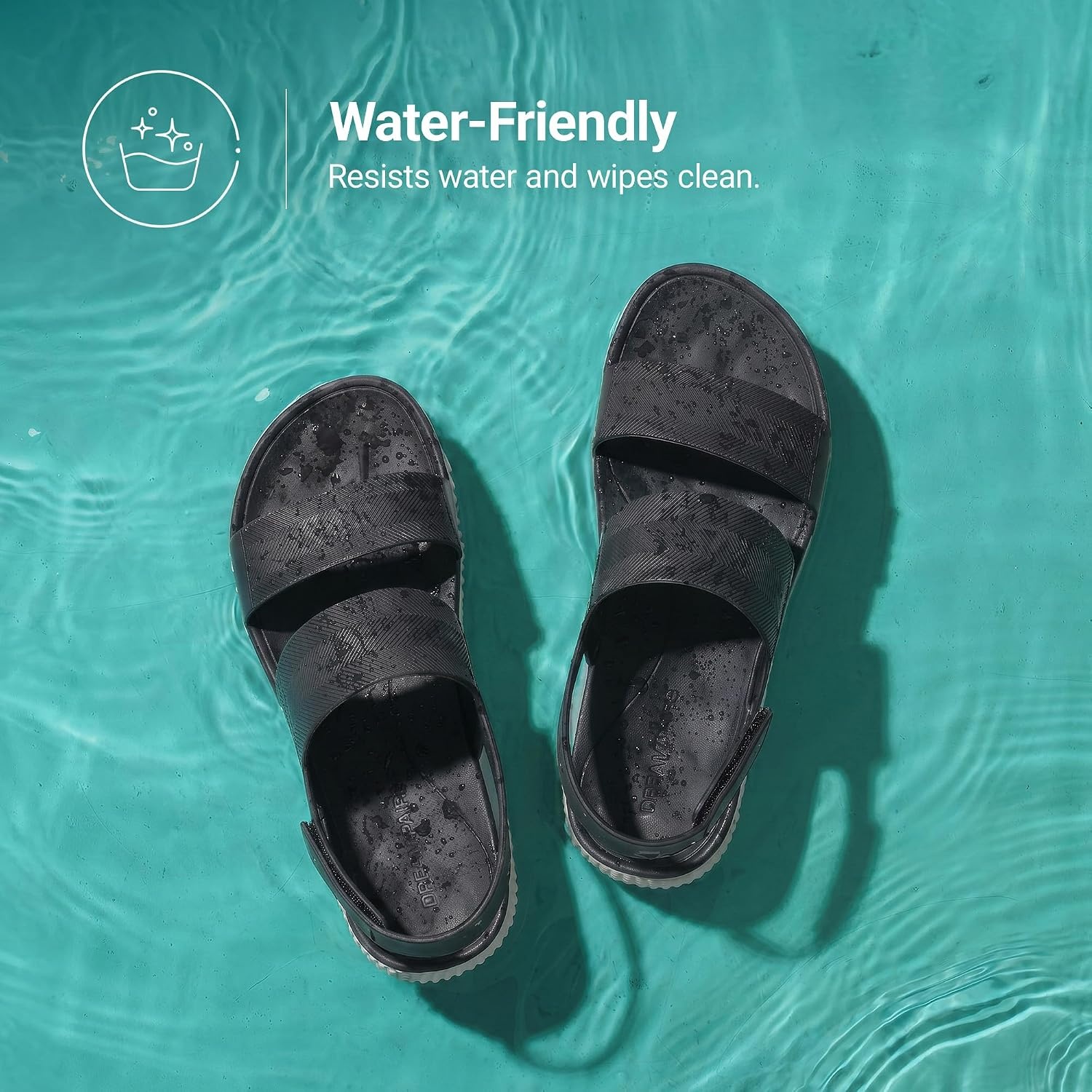 image:imageDREAM PAIRS Waterproof Lightweight Platform Sandals 169 travelfriendly platform sandals with archsupport footbed easy clean waterready TPU upper nonslip outsoleBlackWhite