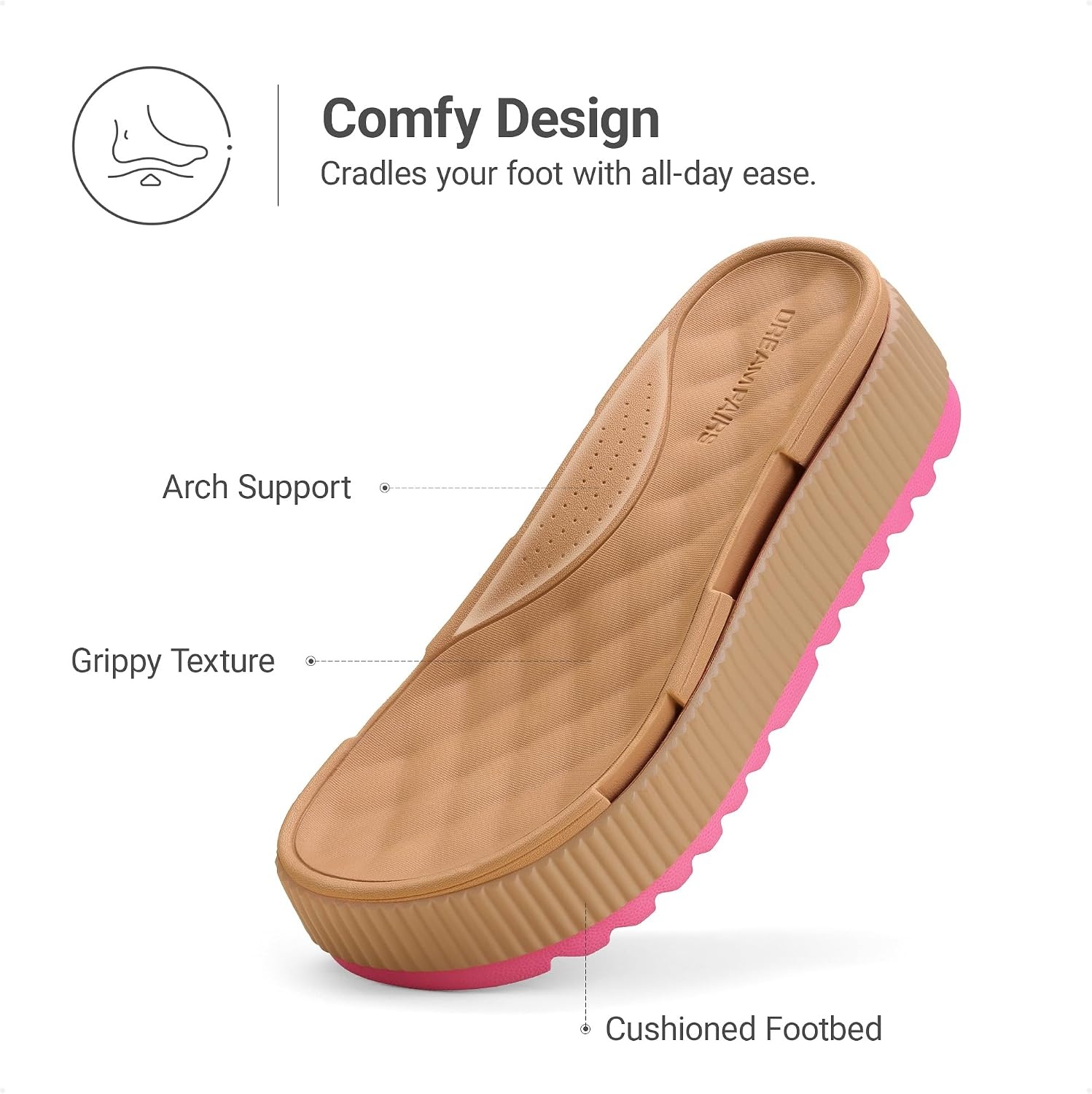 image:imageDREAM PAIRS Waterproof Lightweight Platform Sandals 169 travelfriendly platform sandals with archsupport footbed easy clean waterready TPU upper nonslip outsoleCamel