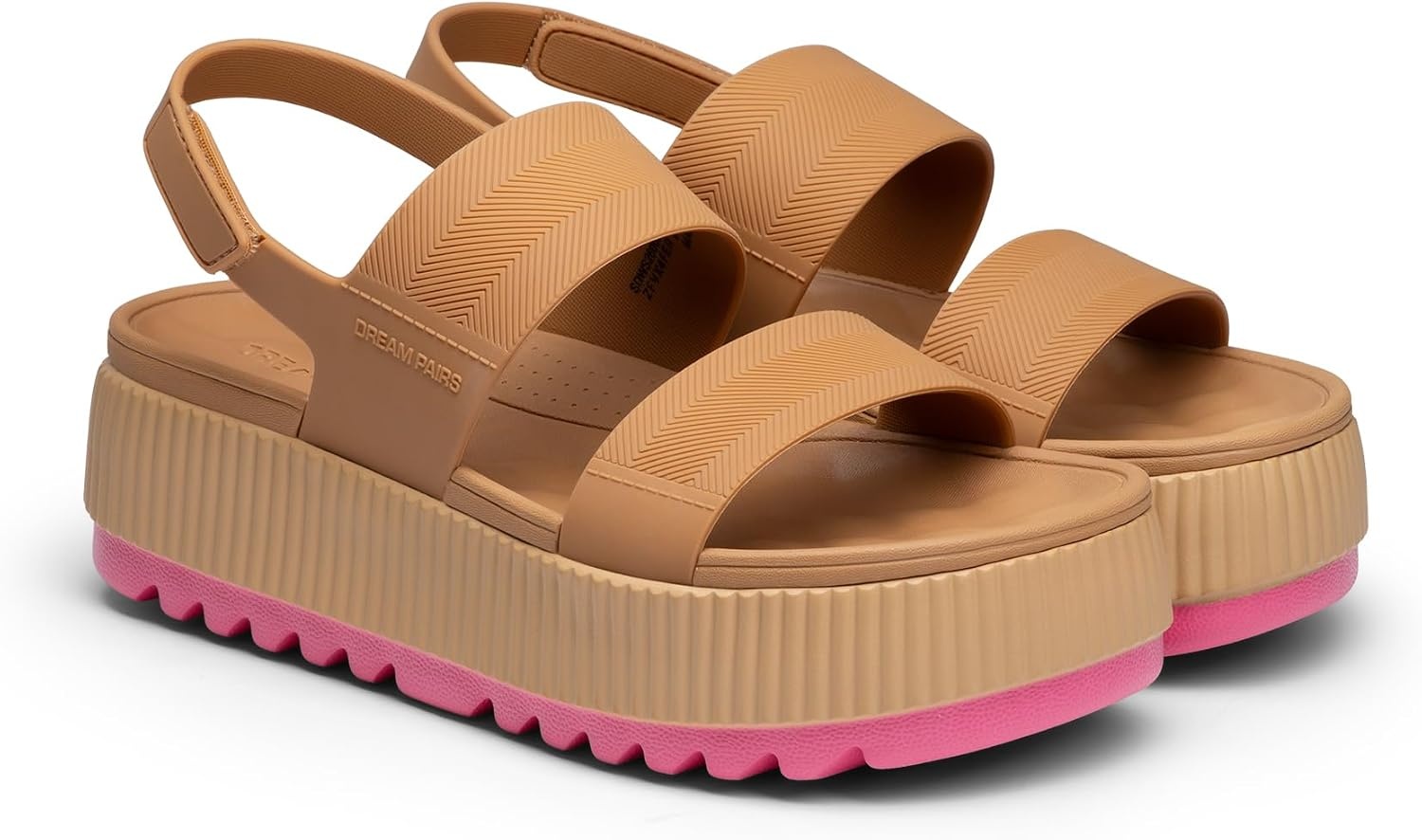 image:imageDREAM PAIRS Waterproof Lightweight Platform Sandals 169 travelfriendly platform sandals with archsupport footbed easy clean waterready TPU upper nonslip outsoleCamel