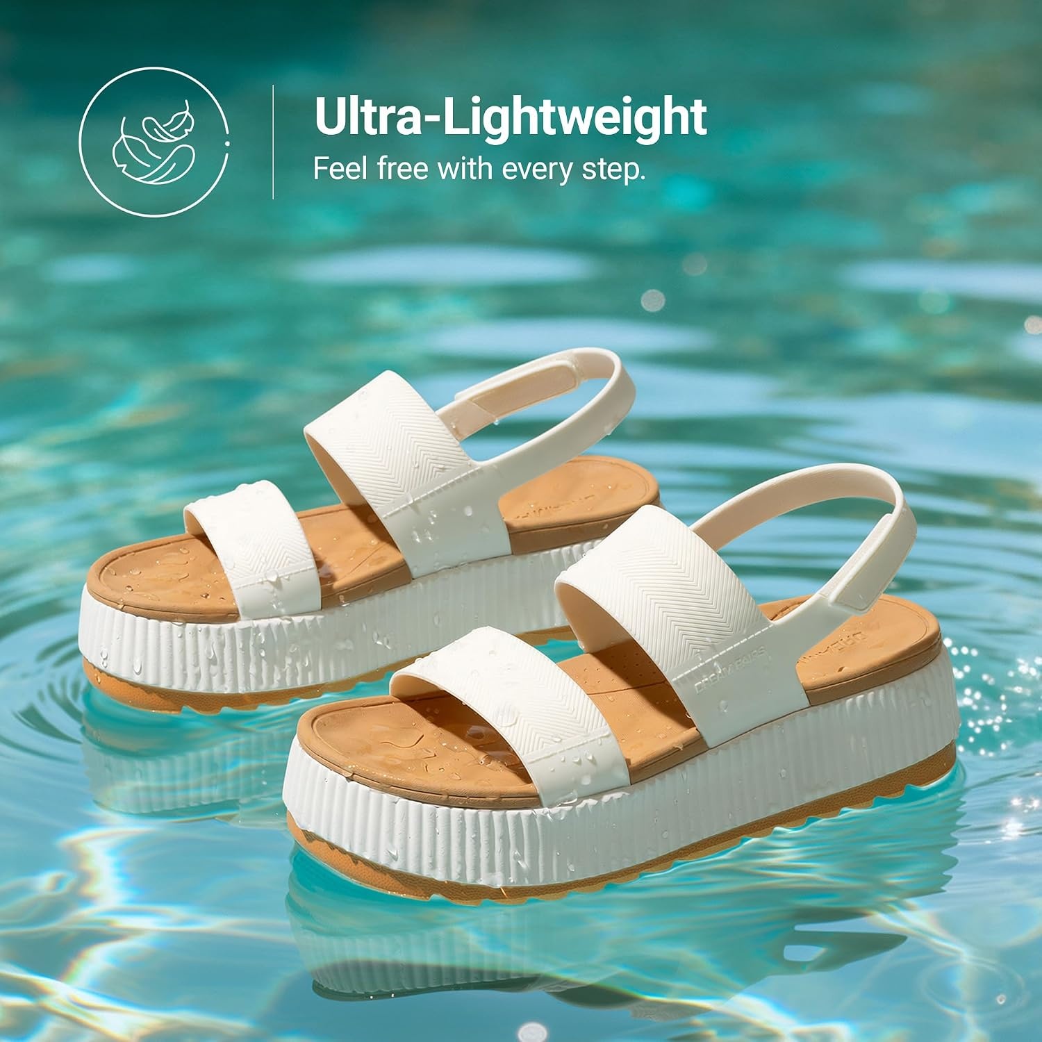 image:imageDREAM PAIRS Waterproof Lightweight Platform Sandals 169 travelfriendly platform sandals with archsupport footbed easy clean waterready TPU upper nonslip outsoleWhite