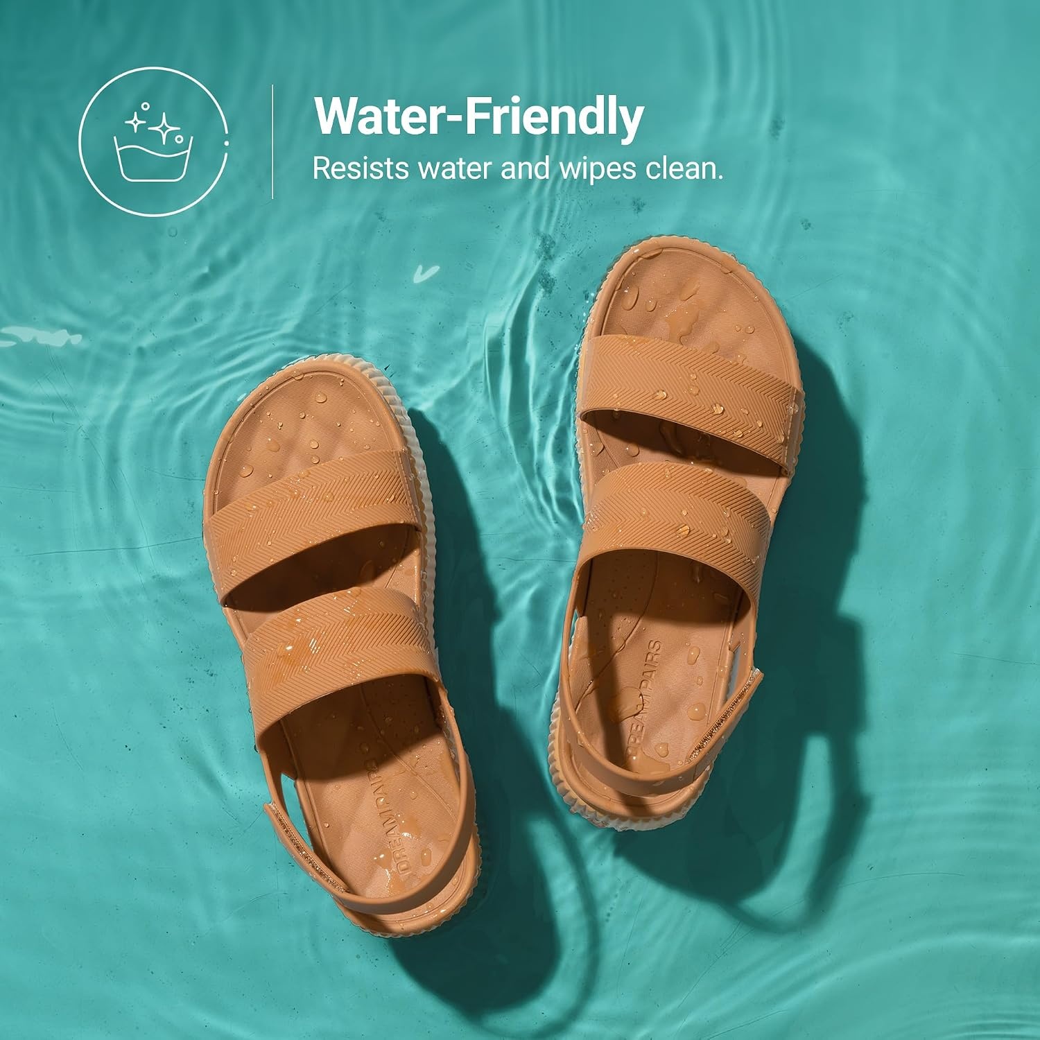 image:imageDREAM PAIRS Waterproof Lightweight Platform Sandals 169 travelfriendly platform sandals with archsupport footbed easy clean waterready TPU upper nonslip outsoleCamel