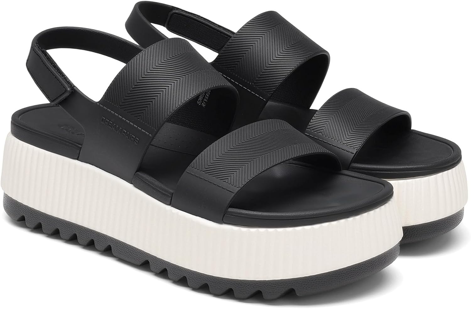 image:imageDREAM PAIRS Waterproof Lightweight Platform Sandals 169 travelfriendly platform sandals with archsupport footbed easy clean waterready TPU upper nonslip outsoleBlackWhite