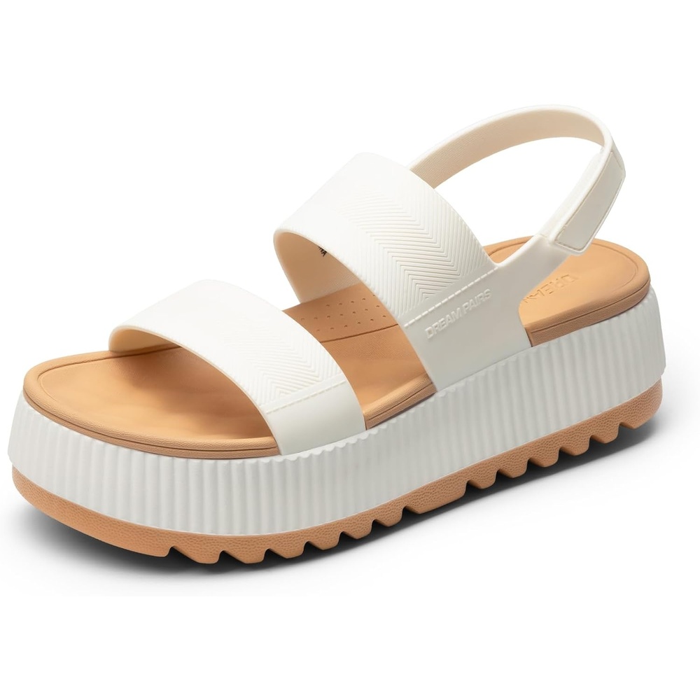 image:imageDREAM PAIRS Waterproof Lightweight Platform Sandals  169 travelfriendly platform sandals with archsupport footbed easy clean waterready TPU upper nonslip outsoleWhite