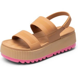 DREAM PAIRS Waterproof Lightweight Platform Sandals | 1.69″ travel-friendly platform sandals with arch-support footbed easy clean water-ready TPU upper non-slip outsole(Camel)