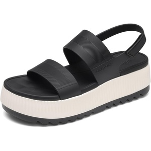 DREAM PAIRS Waterproof Lightweight Platform Sandals | 1.69″ travel-friendly platform sandals with arch-support footbed easy clean water-ready TPU upper non-slip outsole(Black/White)