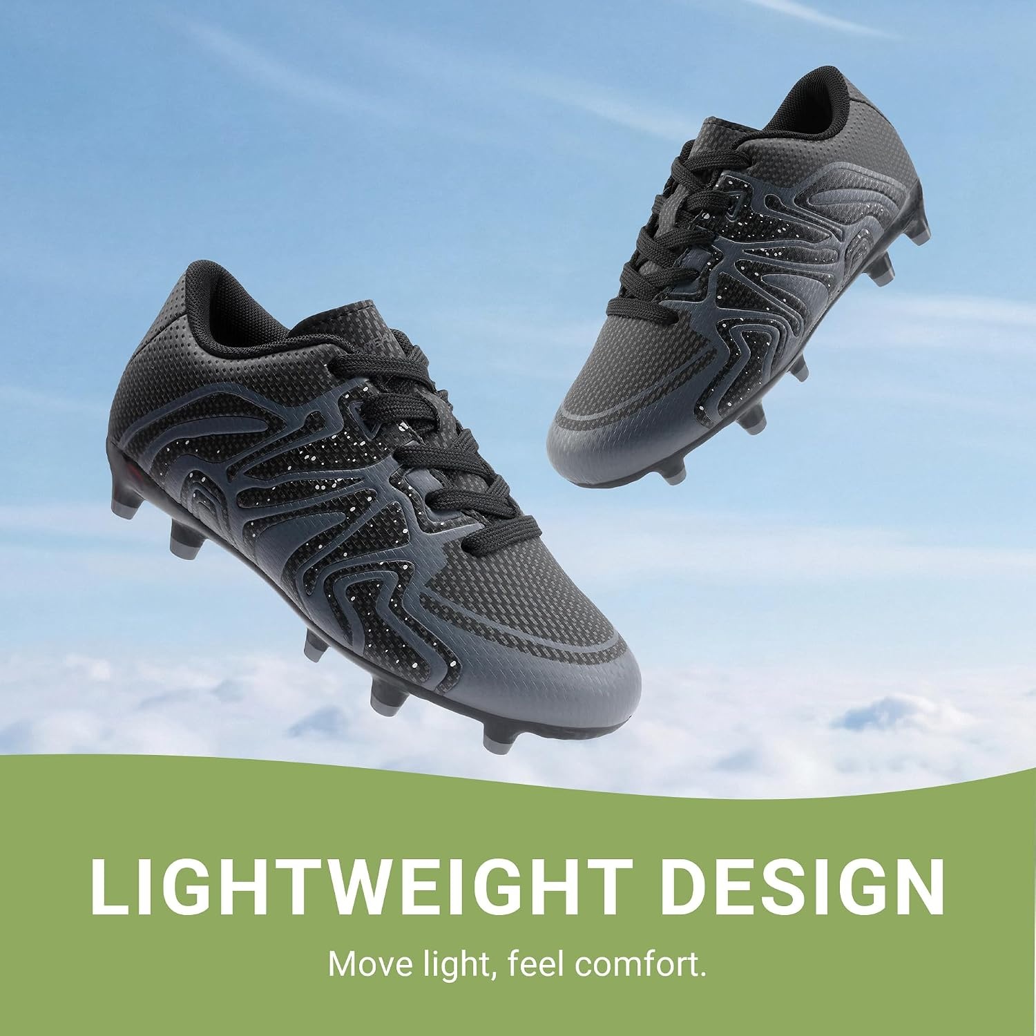 image:imageDREAM PAIRS Boys Girls Baseball Soccer Cleats Football Kids Toddler Youth Comfortable Stable Lightweight Soccer Shoes Cleats with Cushioned InsoleBlackDarkGreyWhite