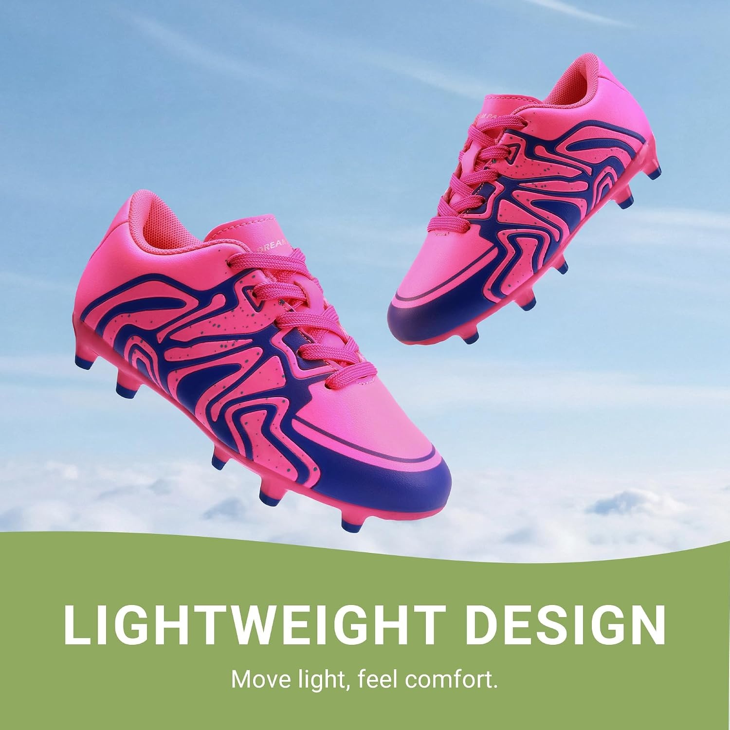 image:imageDREAM PAIRS Boys Girls Baseball Soccer Cleats Football Kids Toddler Youth Comfortable Stable Lightweight Soccer Shoes Cleats with Cushioned InsoleFuchsiaPinkRoyalBlue