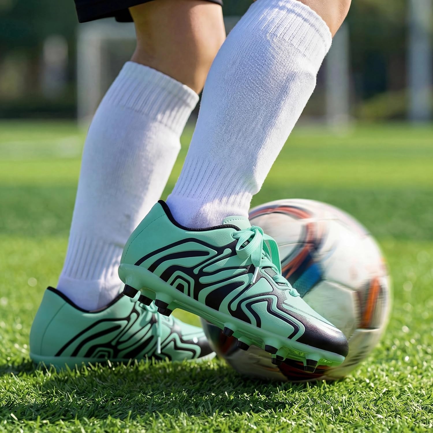 image:imageDREAM PAIRS Boys Girls Baseball Soccer Cleats Football Kids Toddler Youth Comfortable Stable Lightweight Soccer Shoes Cleats with Cushioned InsoleMint Green