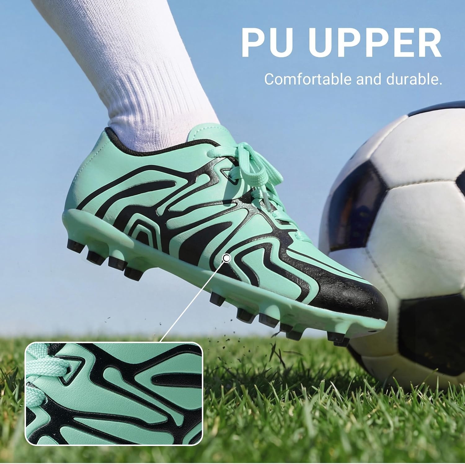image:imageDREAM PAIRS Boys Girls Baseball Soccer Cleats Football Kids Toddler Youth Comfortable Stable Lightweight Soccer Shoes Cleats with Cushioned InsoleMint Green