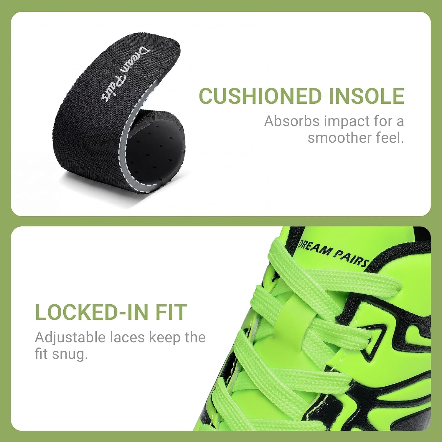 image:imageDREAM PAIRS Boys Girls Baseball Soccer Cleats Football Kids Toddler Youth Comfortable Stable Lightweight Soccer Shoes Cleats with Cushioned InsoleNeon GreenBlack