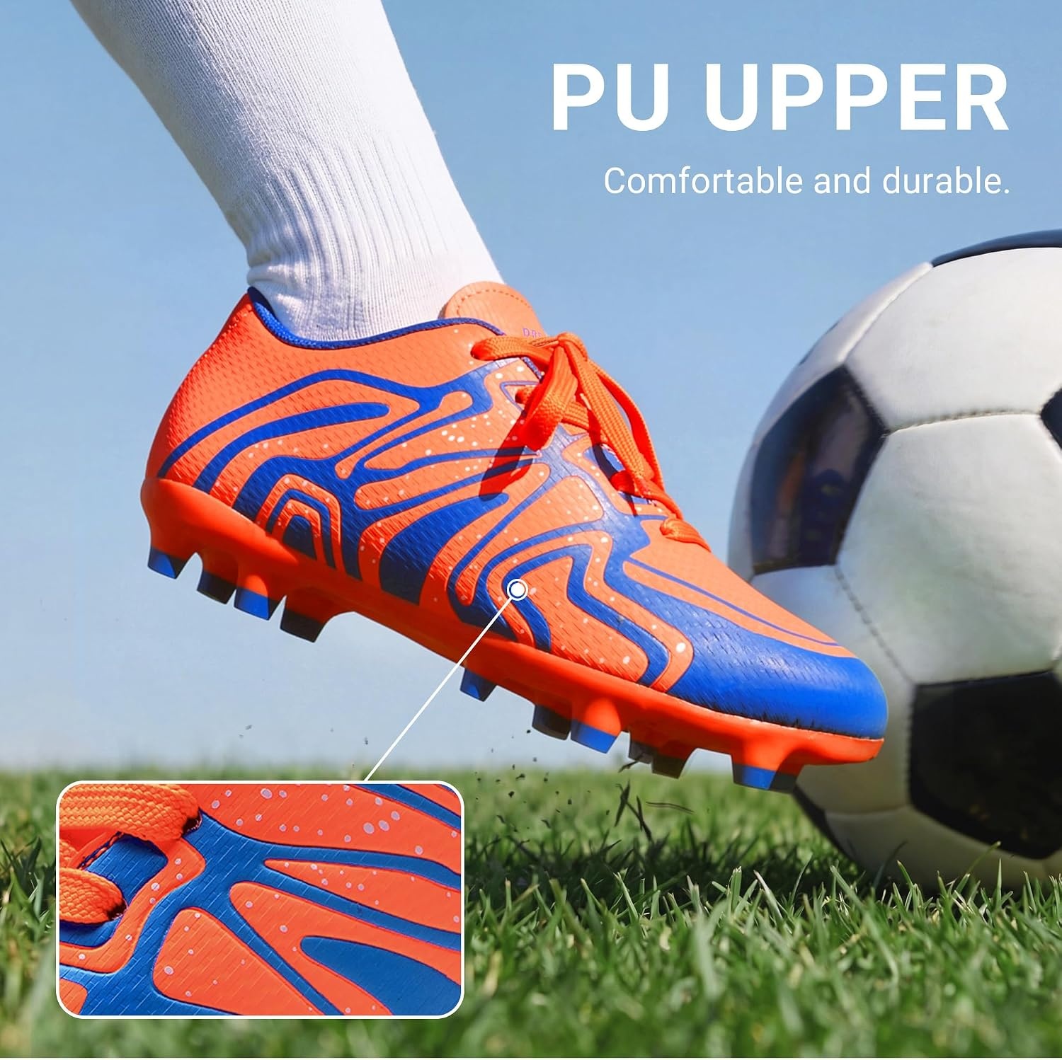 image:imageDREAM PAIRS Boys Girls Baseball Soccer Cleats Football Kids Toddler Youth Comfortable Stable Lightweight Soccer Shoes Cleats with Cushioned InsoleOrange