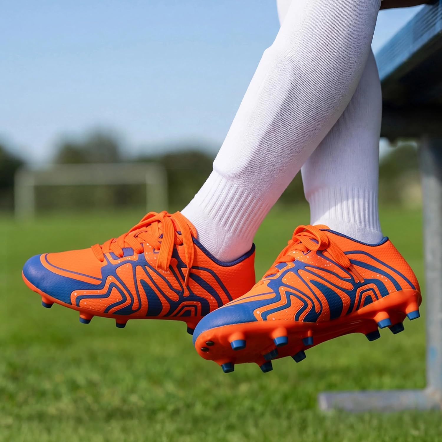 image:imageDREAM PAIRS Boys Girls Baseball Soccer Cleats Football Kids Toddler Youth Comfortable Stable Lightweight Soccer Shoes Cleats with Cushioned InsoleOrange