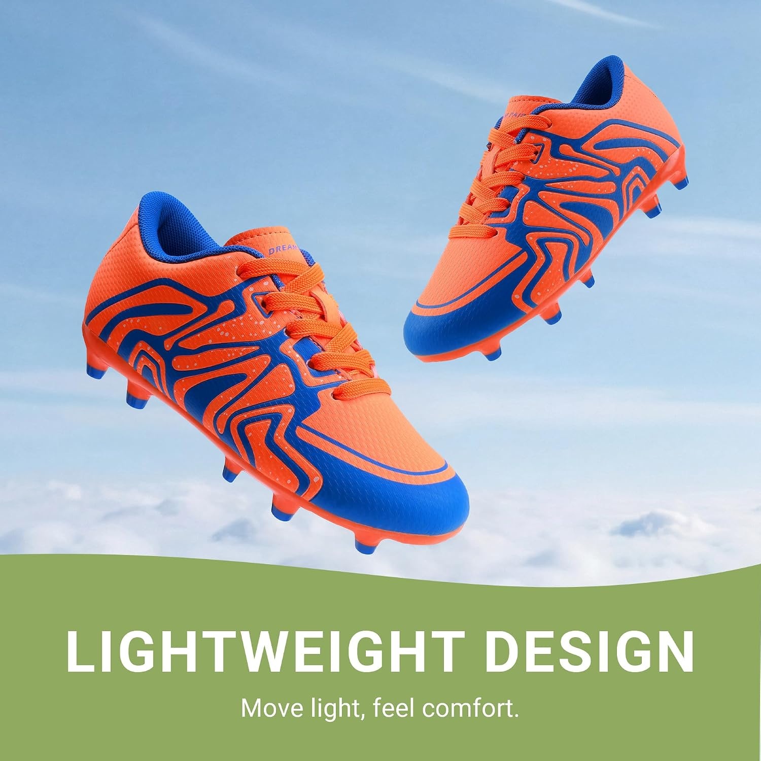 image:imageDREAM PAIRS Boys Girls Baseball Soccer Cleats Football Kids Toddler Youth Comfortable Stable Lightweight Soccer Shoes Cleats with Cushioned InsoleOrange