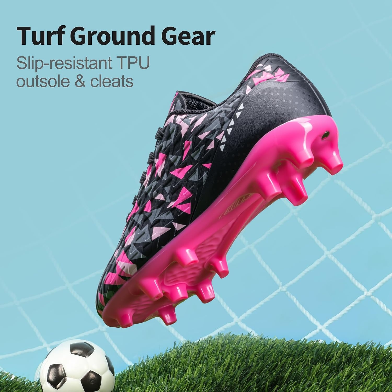 image:imageDREAM PAIRS Boys Girls Soccer Cleats Youth Firm Ground Athletic Outdoor Training Football Shoes for Little Kid Big Kid ToddlerBlackHot Pink