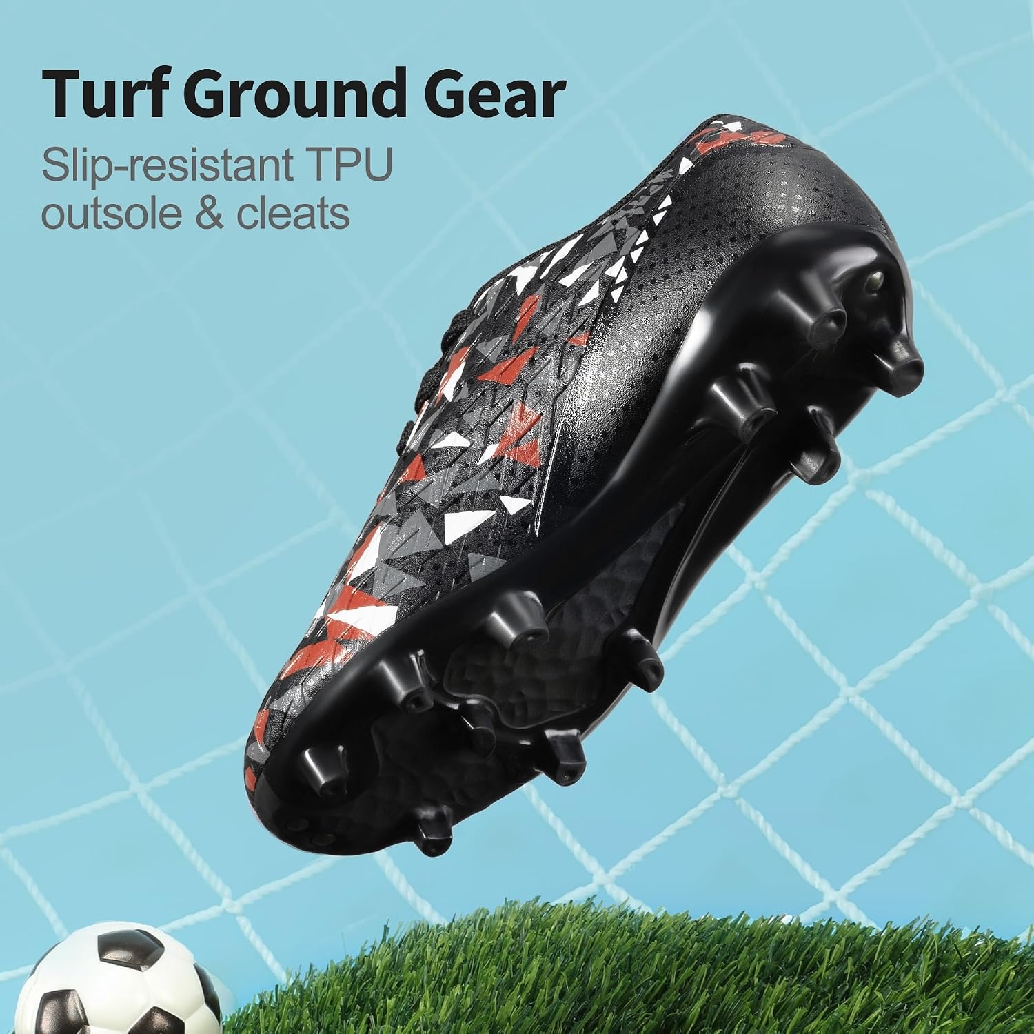 image:imageDREAM PAIRS Boys Girls Soccer Cleats Youth Firm Ground Athletic Outdoor Training Football Shoes for Little Kid Big Kid ToddlerBlackRed