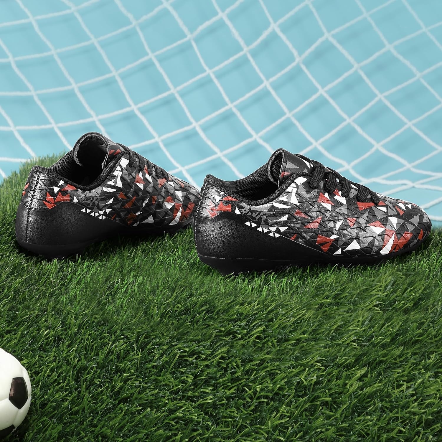 image:imageDREAM PAIRS Boys Girls Soccer Cleats Youth Firm Ground Athletic Outdoor Training Football Shoes for Little Kid Big Kid ToddlerBlackRed