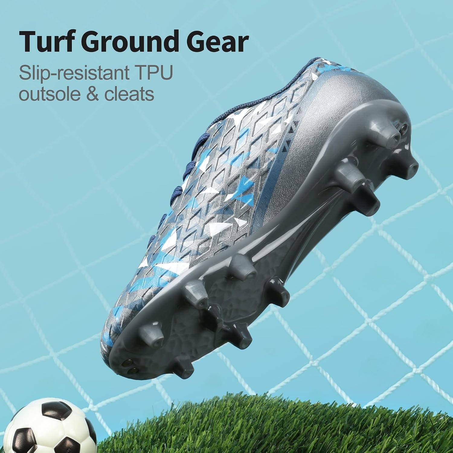 image:imageDREAM PAIRS Boys Girls Soccer Cleats Youth Firm Ground Athletic Outdoor Training Football Shoes for Little Kid Big Kid ToddlerDarkGreyRoyalBlue
