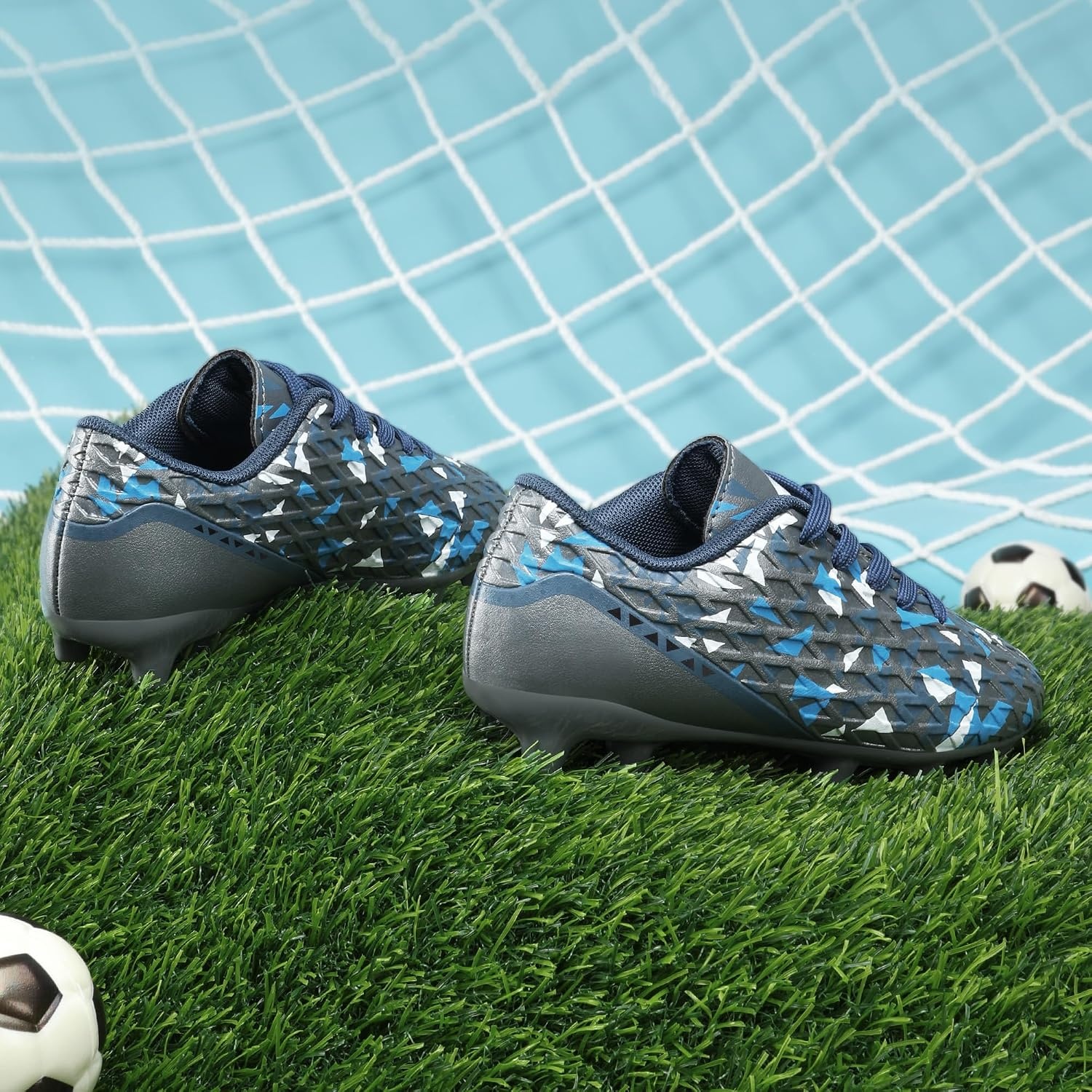 image:imageDREAM PAIRS Boys Girls Soccer Cleats Youth Firm Ground Athletic Outdoor Training Football Shoes for Little Kid Big Kid ToddlerDarkGreyRoyalBlue