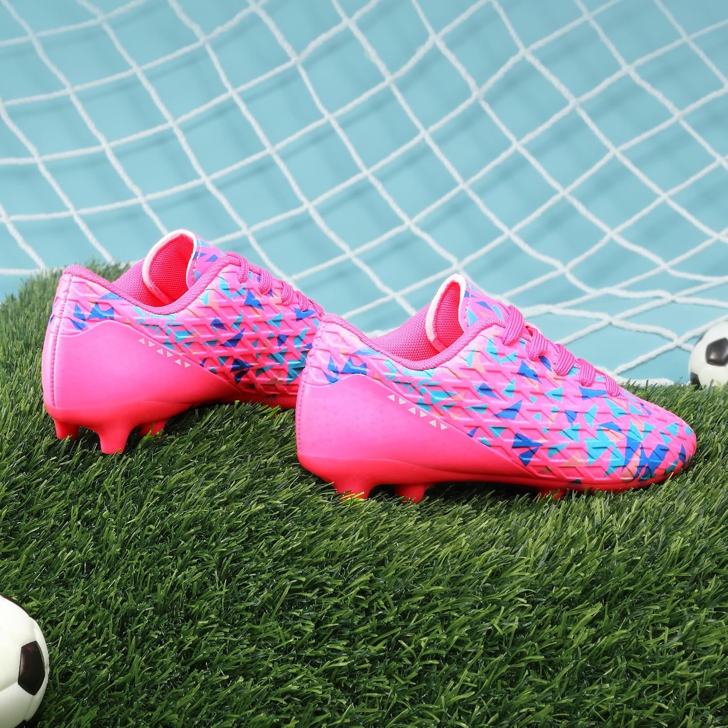 image:imageDREAM PAIRS Boys Girls Soccer Cleats Youth Firm Ground Athletic Outdoor Training Football Shoes for Little Kid Big Kid ToddlerFuchsiaPinkRoyalBlue