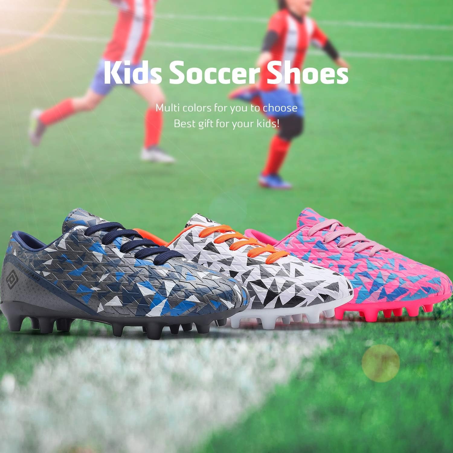 image:imageDREAM PAIRS Boys Girls Soccer Cleats Youth Firm Ground Athletic Outdoor Training Football Shoes for Little Kid Big Kid ToddlerFuchsiaPinkRoyalBlue