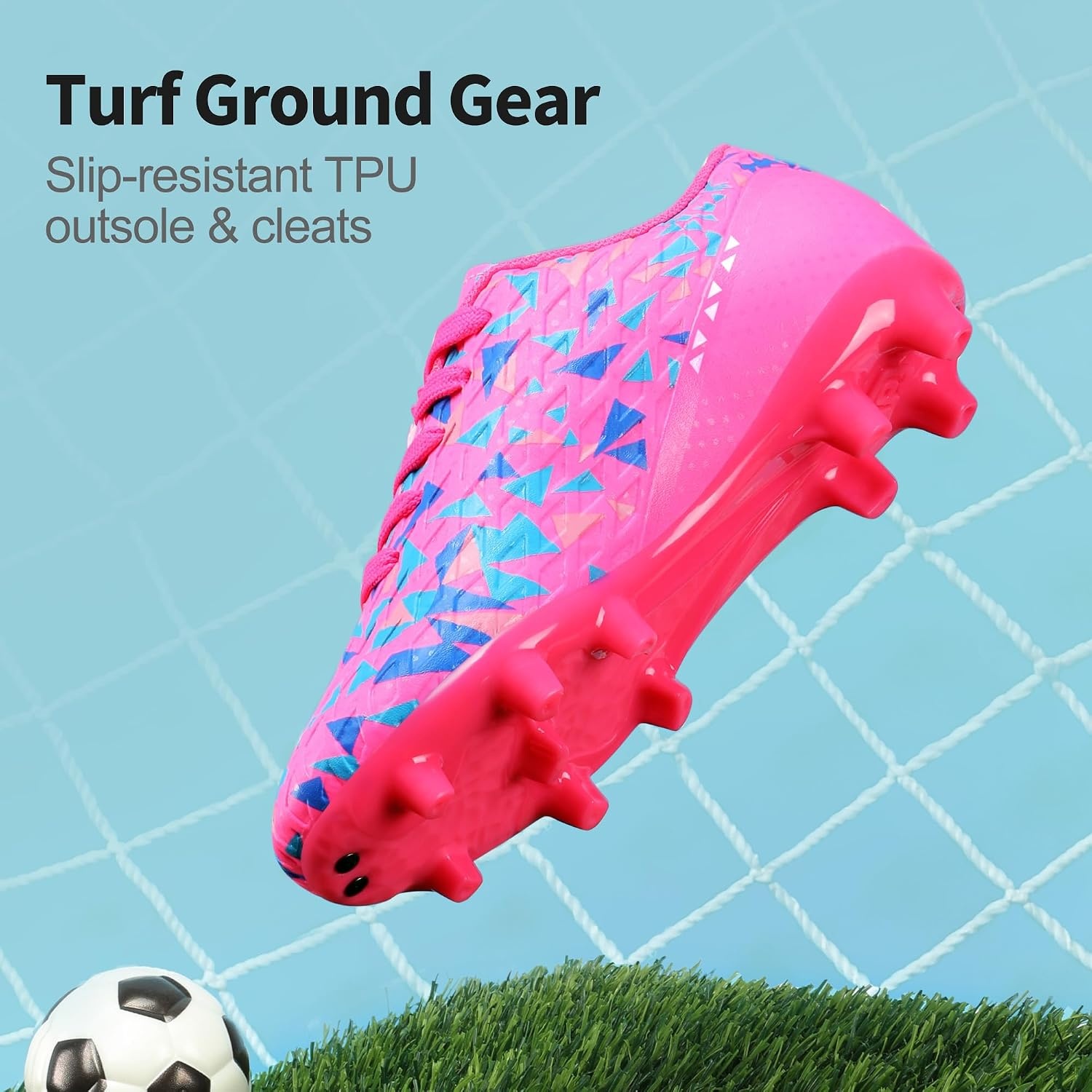 image:imageDREAM PAIRS Boys Girls Soccer Cleats Youth Firm Ground Athletic Outdoor Training Football Shoes for Little Kid Big Kid ToddlerFuchsiaPinkRoyalBlue