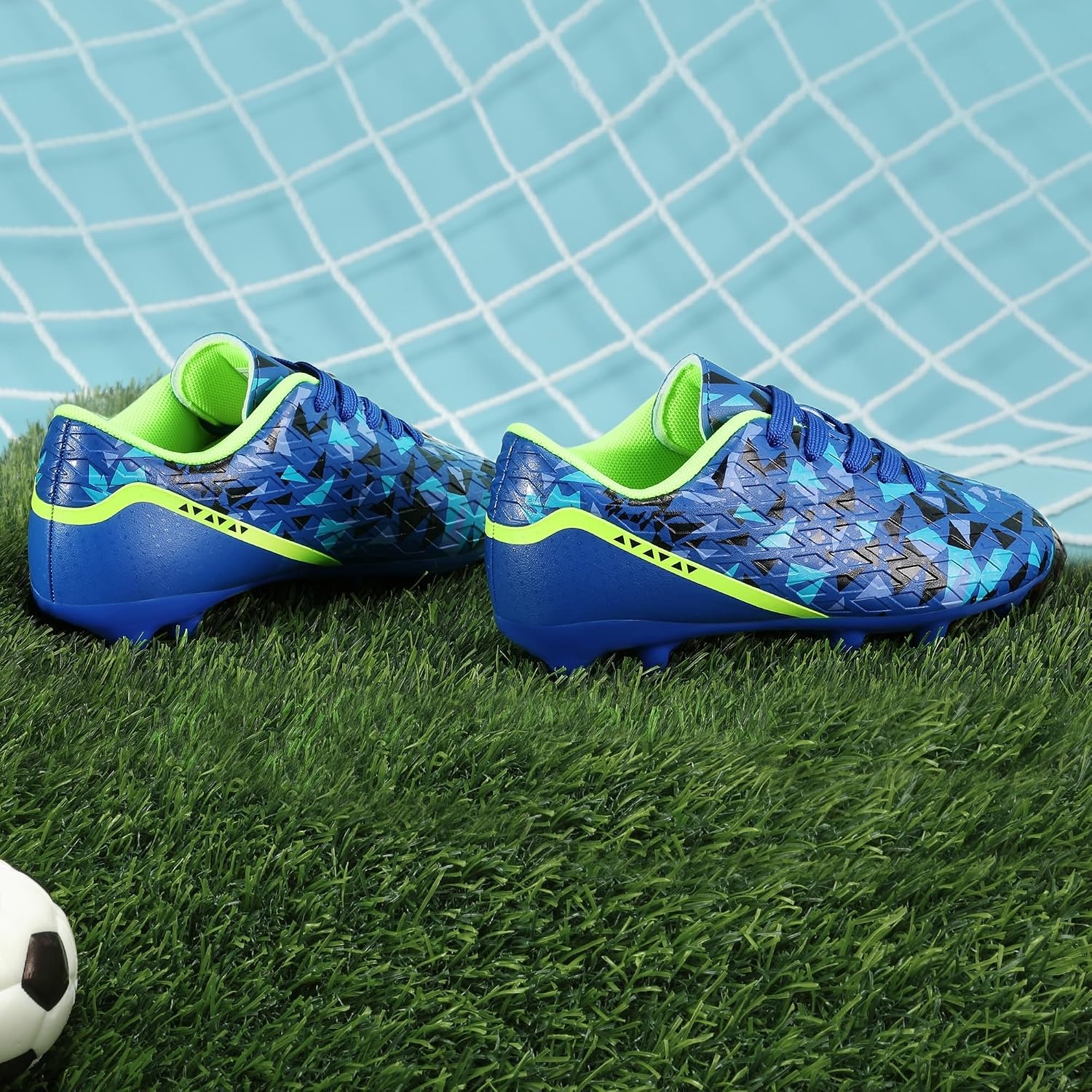 image:imageDREAM PAIRS Boys Girls Soccer Cleats Youth Firm Ground Athletic Outdoor Training Football Shoes for Little Kid Big Kid ToddlerNavyBlueBlackNeon Green