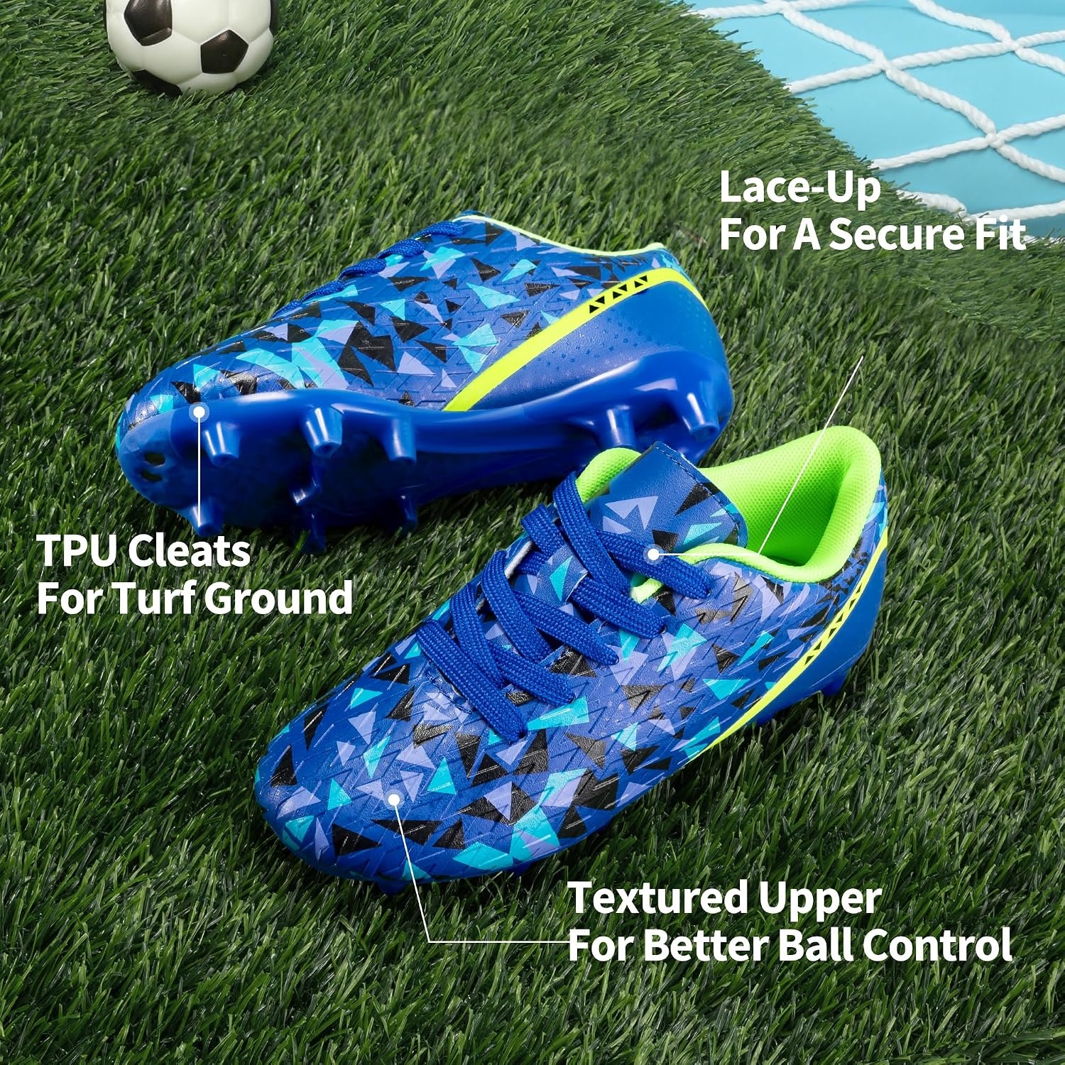 image:imageDREAM PAIRS Boys Girls Soccer Cleats Youth Firm Ground Athletic Outdoor Training Football Shoes for Little Kid Big Kid ToddlerNavyBlueBlackNeon Green