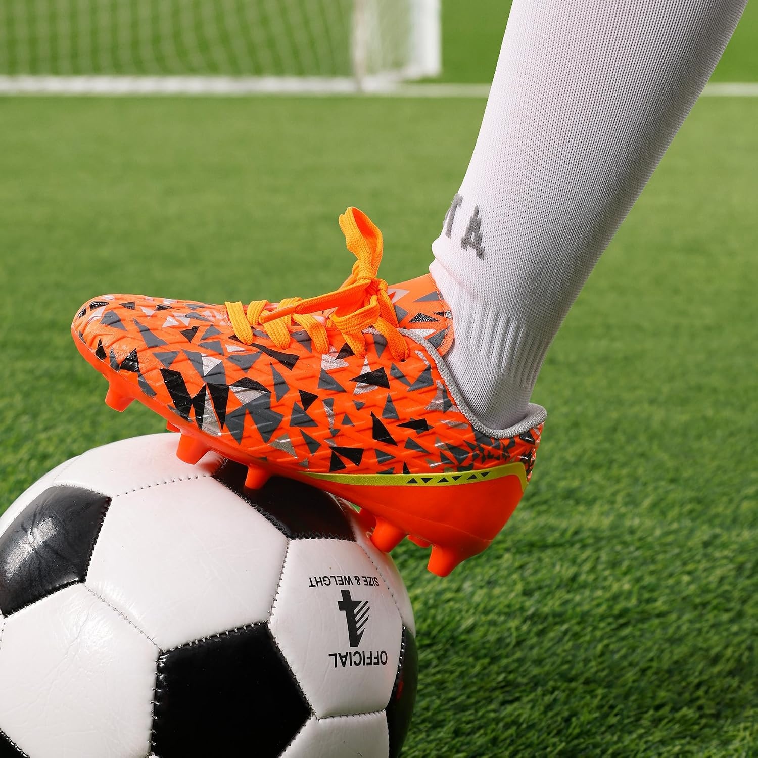 image:imageDREAM PAIRS Boys Girls Soccer Cleats Youth Firm Ground Athletic Outdoor Training Football Shoes for Little Kid Big Kid ToddlerOrangeDarkGreyYellow