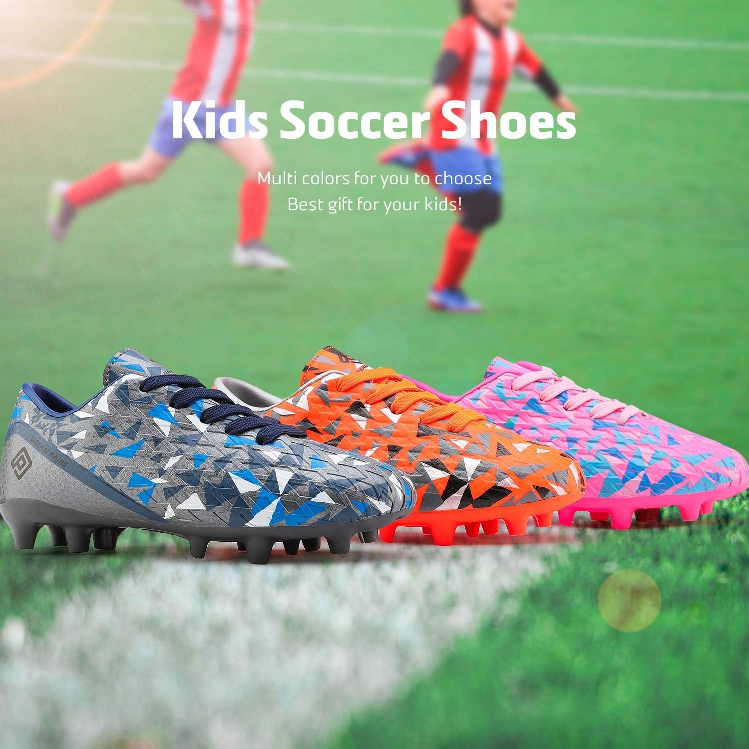 image:imageDREAM PAIRS Boys Girls Soccer Cleats Youth Firm Ground Athletic Outdoor Training Football Shoes for Little Kid Big Kid ToddlerOrangeDarkGreyYellow