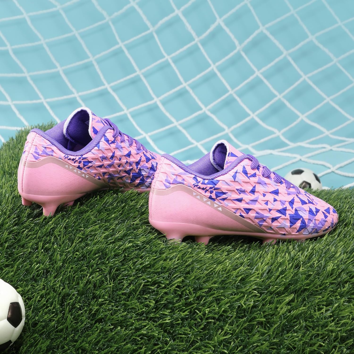 image:imageDREAM PAIRS Boys Girls Soccer Cleats Youth Firm Ground Athletic Outdoor Training Football Shoes for Little Kid Big Kid ToddlerPinkPurple
