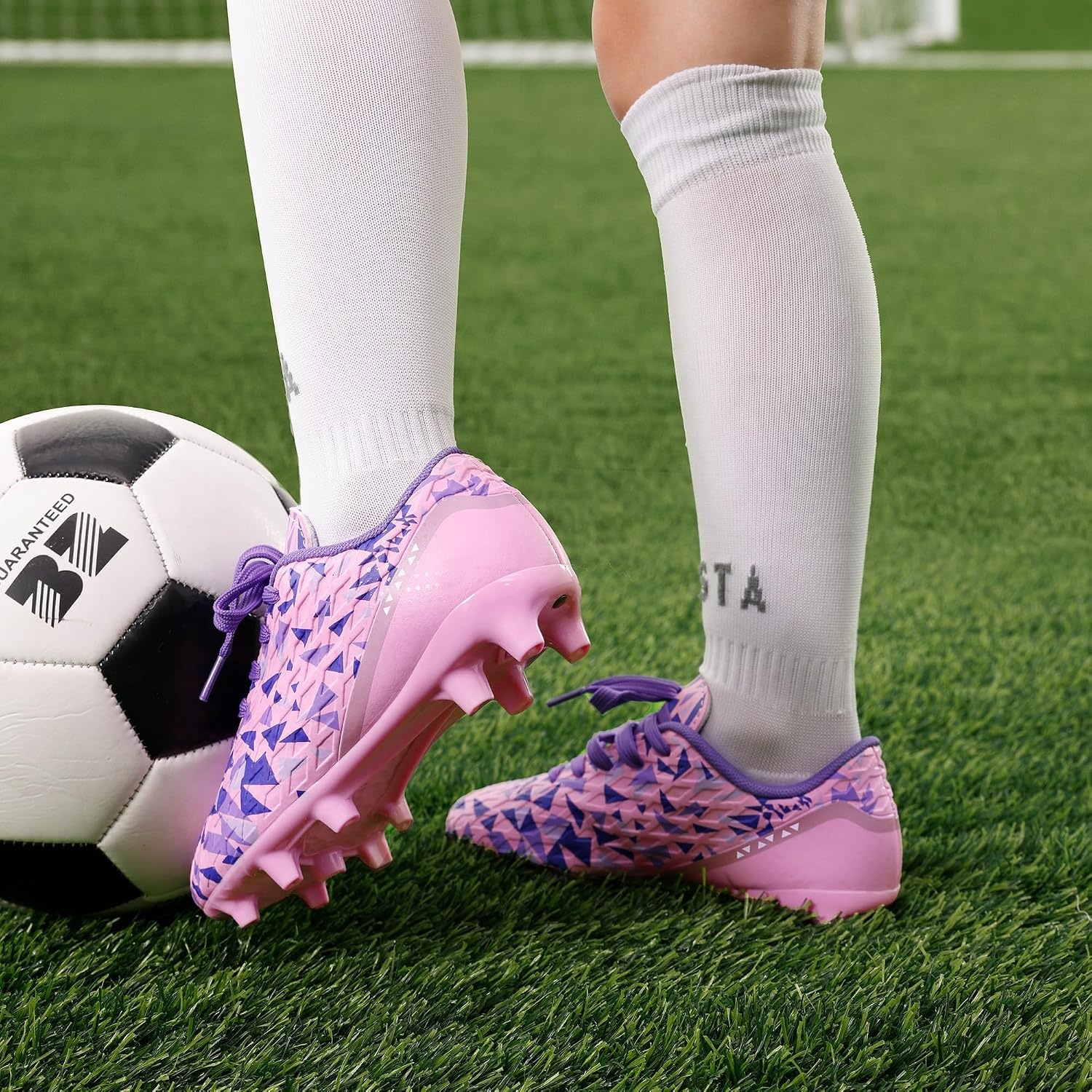 image:imageDREAM PAIRS Boys Girls Soccer Cleats Youth Firm Ground Athletic Outdoor Training Football Shoes for Little Kid Big Kid ToddlerPinkPurple