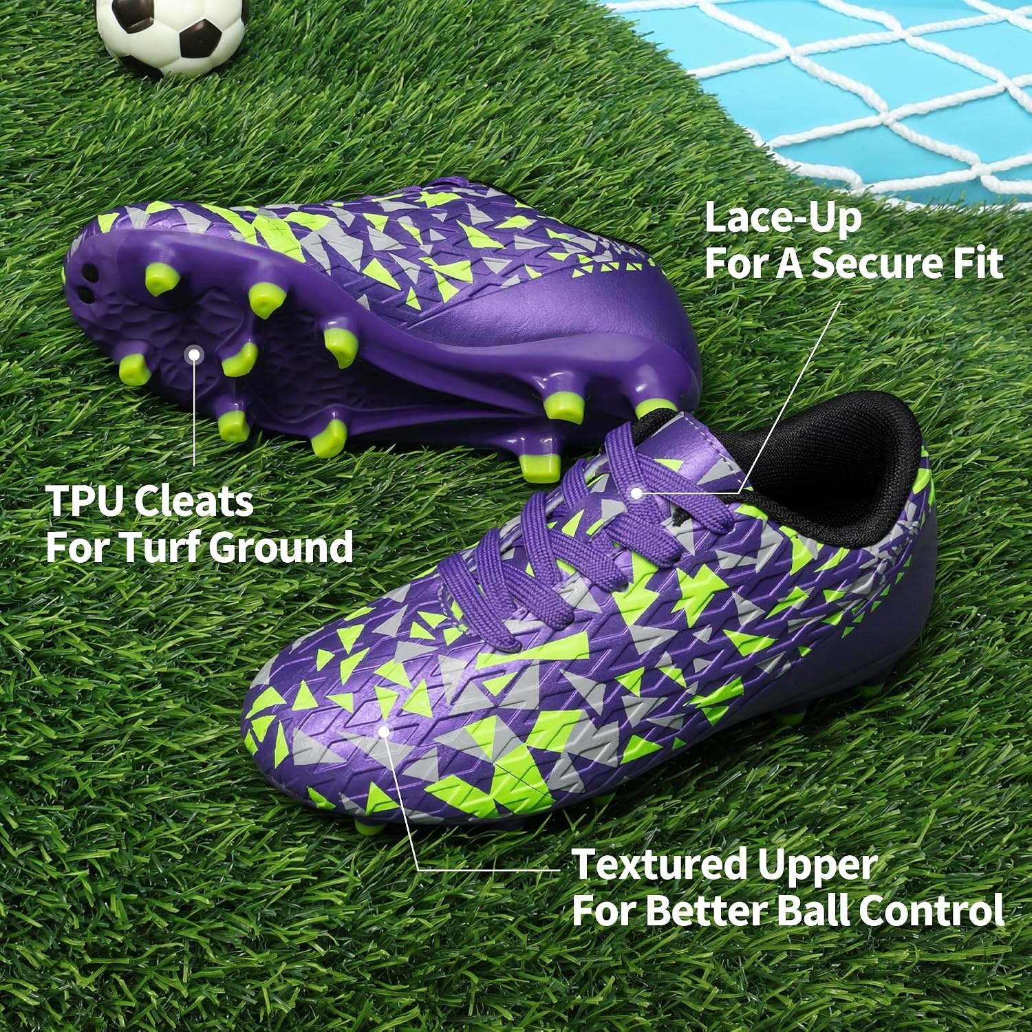 image:imageDREAM PAIRS Boys Girls Soccer Cleats Youth Firm Ground Athletic Outdoor Training Football Shoes for Little Kid Big Kid ToddlerPurple