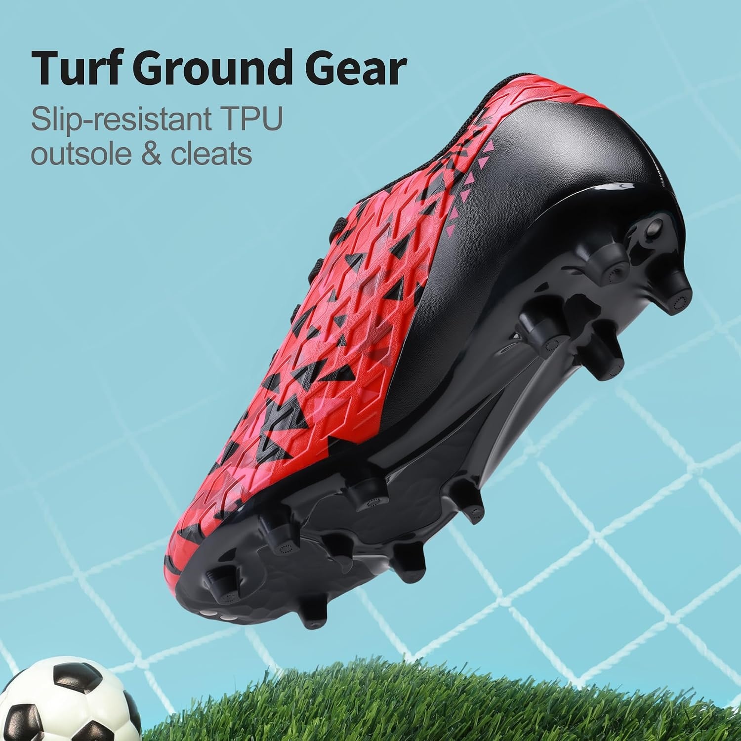 image:imageDREAM PAIRS Boys Girls Soccer Cleats Youth Firm Ground Athletic Outdoor Training Football Shoes for Little Kid Big Kid ToddlerRedBlack