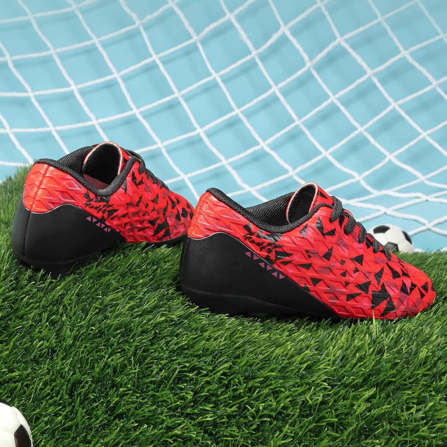 image:imageDREAM PAIRS Boys Girls Soccer Cleats Youth Firm Ground Athletic Outdoor Training Football Shoes for Little Kid Big Kid ToddlerRedBlack